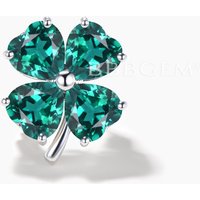Broche en or blanc avec émeraude en forme de cœur et trèfle à quatre feuilles