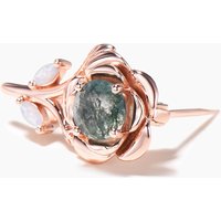 Broche Fleur en Agate Mousse et Opale Marquise — Broches