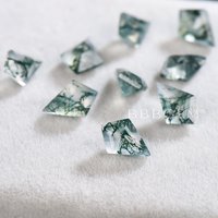 Kite Cut Natural Moss Agate Faceted Calibrated Green Agate — Loose Gemstones