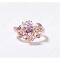 Ensemble de Mariage en Or Rose 14K avec Améthyste Lavande Ovale 6x8mm