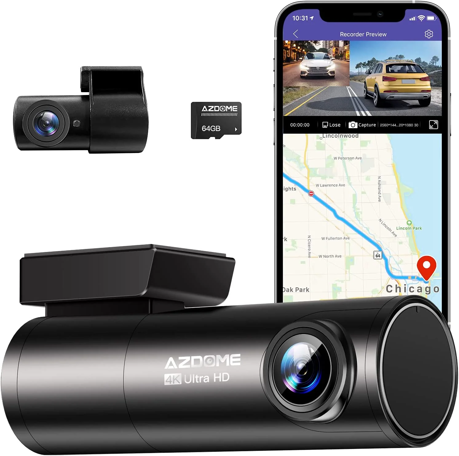 SlimLiner DashCam 4k Front & Rear + Free 128GB Memory Card — Dash Cameras