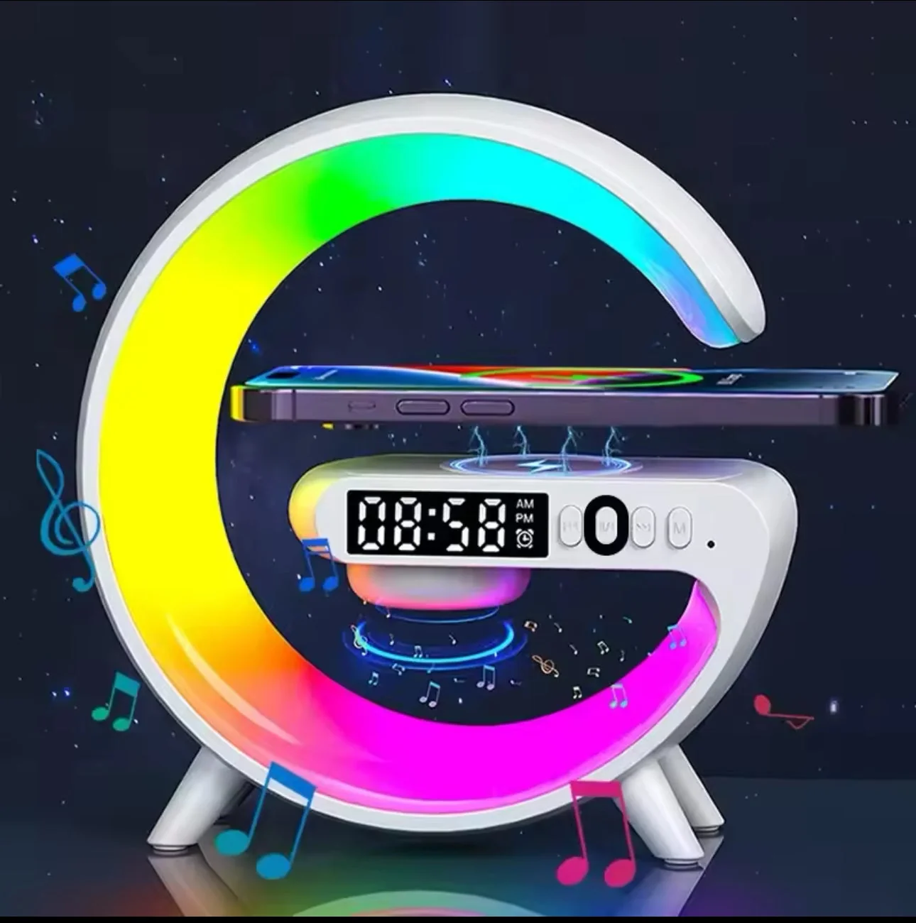 Multifunction Bluetooth Speaker TF RGB Night Light 15W Wireless Charger Stand for iPhone Samsung Xiaomi Fast Charging Station — Bluetooth Speakers
