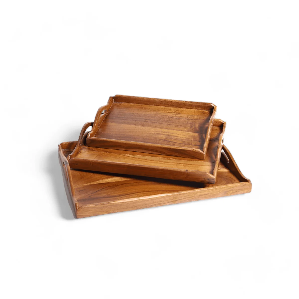 Ensemble de 3 plateaux Crisco - Bois de teck recyclé — Gadgets de cuisine