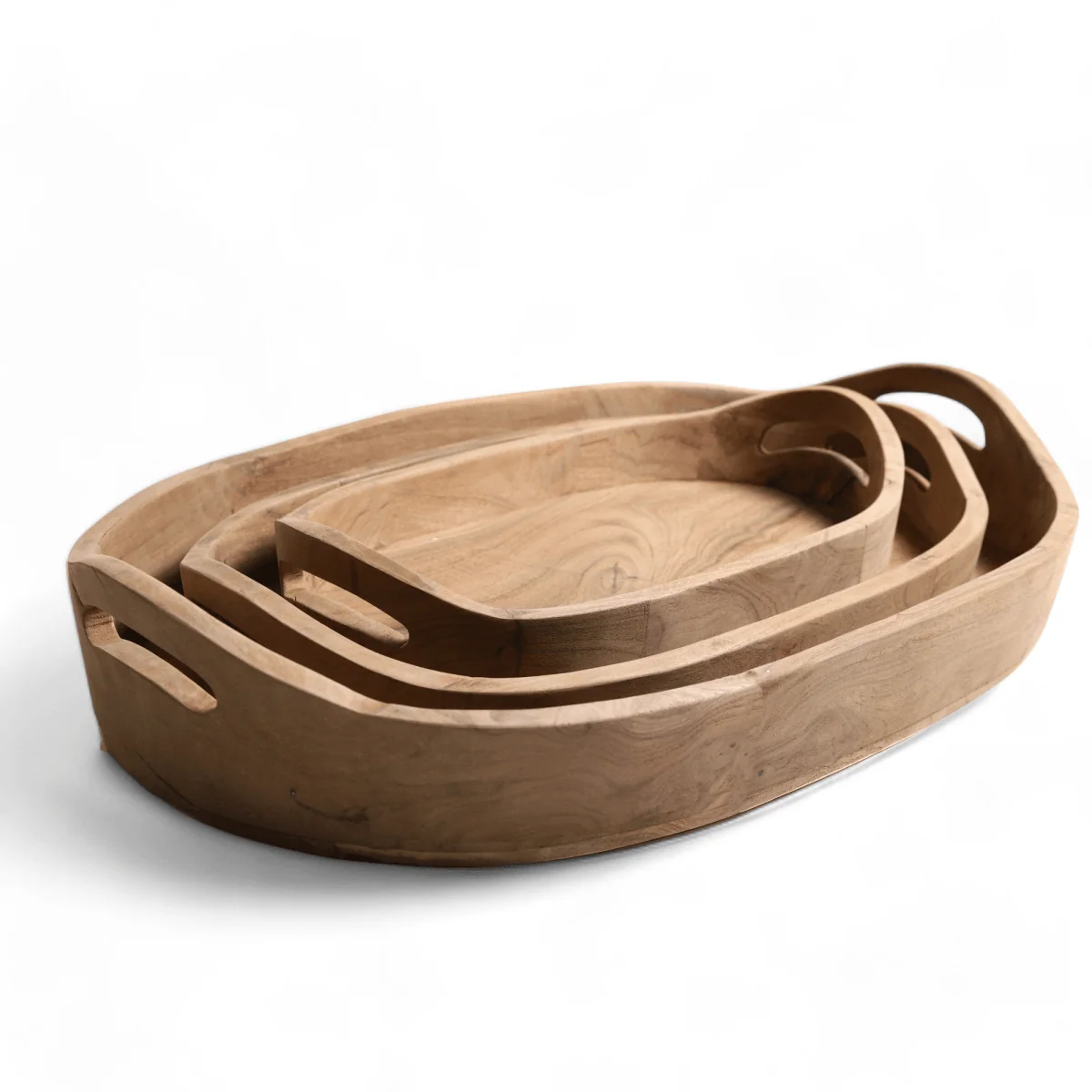 Ensemble de 3 plateaux Relmi - Bois de teck récupéré — Gadgets de cuisine