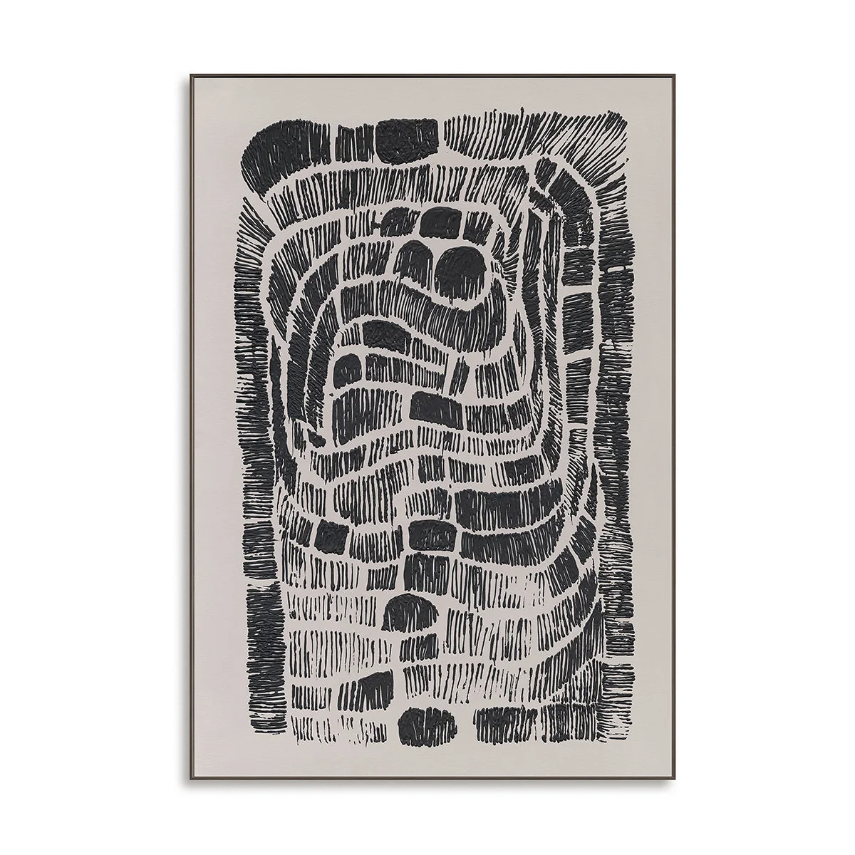 Art mural abstrait minimaliste toile géométrique noir et blanc — Décoration murale