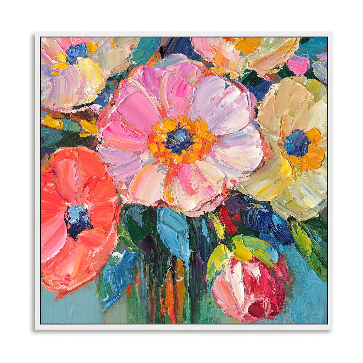 Art mural floral coloré sur toile peint à la main par Arrtr