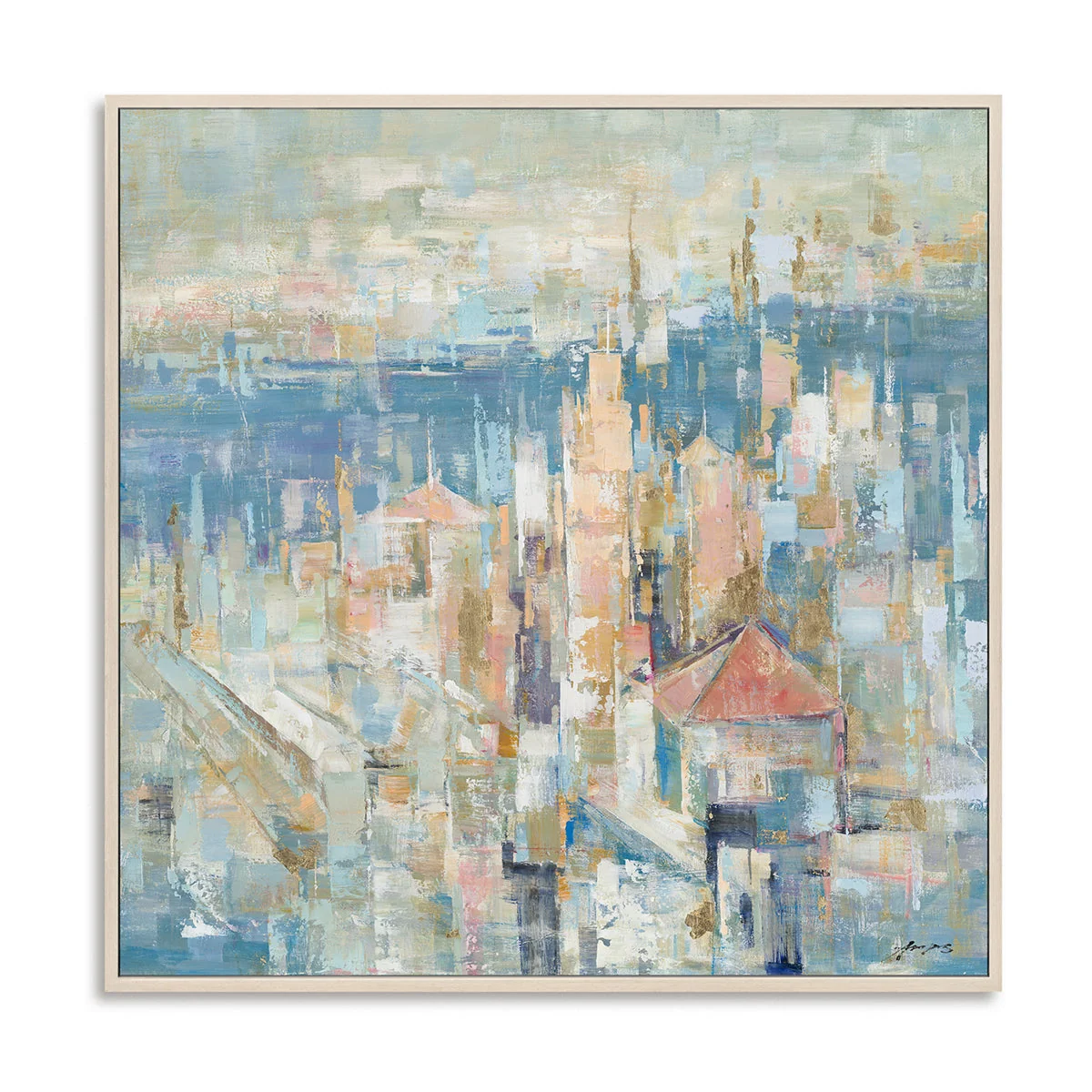 Art mural en toile abstrait fait main - Peinture de paysage urbain — Décoration murale