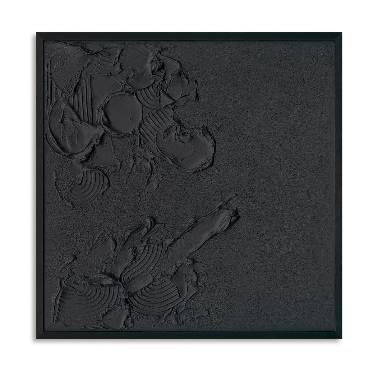 Handmade Abstract Wall Art – Black and White Textured Modern Painting - Black Frame / 24''x 24''/ 61x 61 CM — Wall Decor