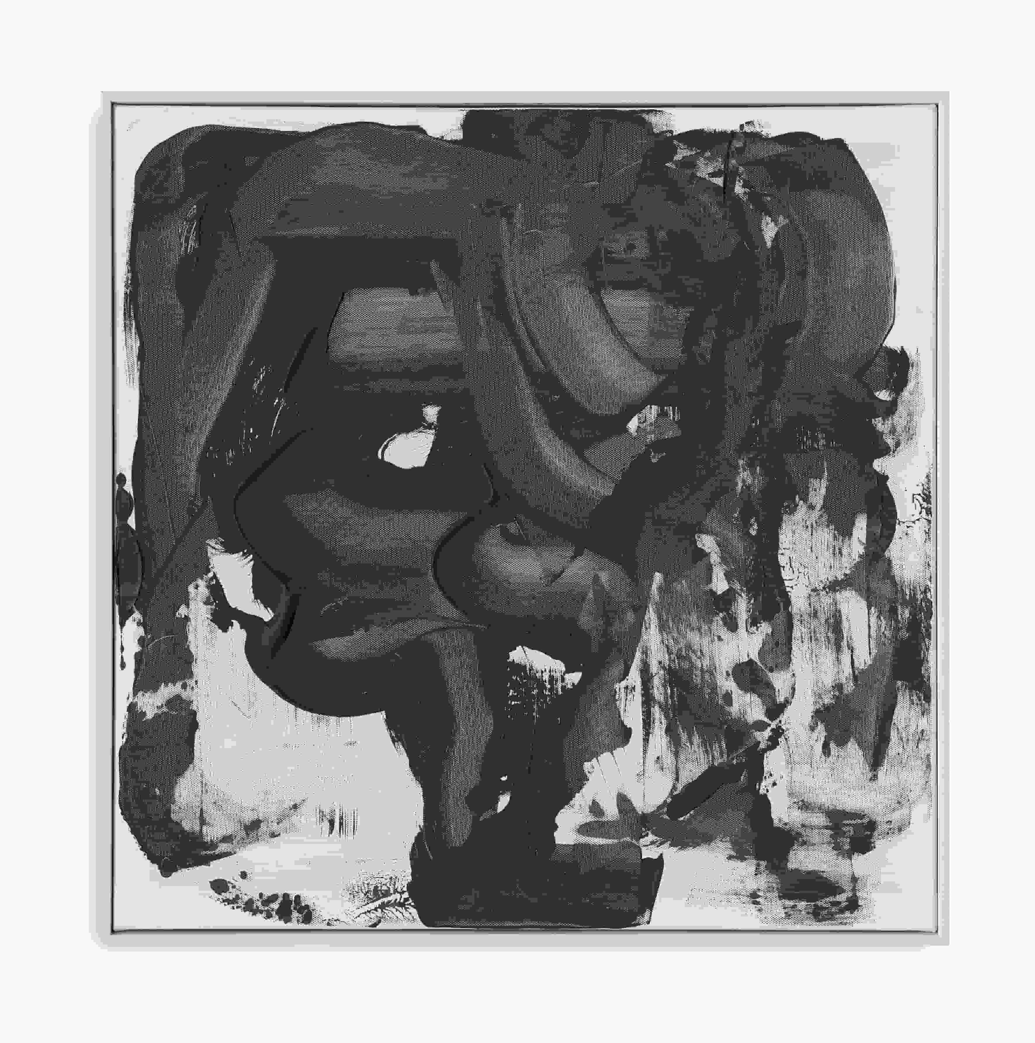 Art mural abstrait fait main - Peinture texturée noir et blanc — Décoration murale