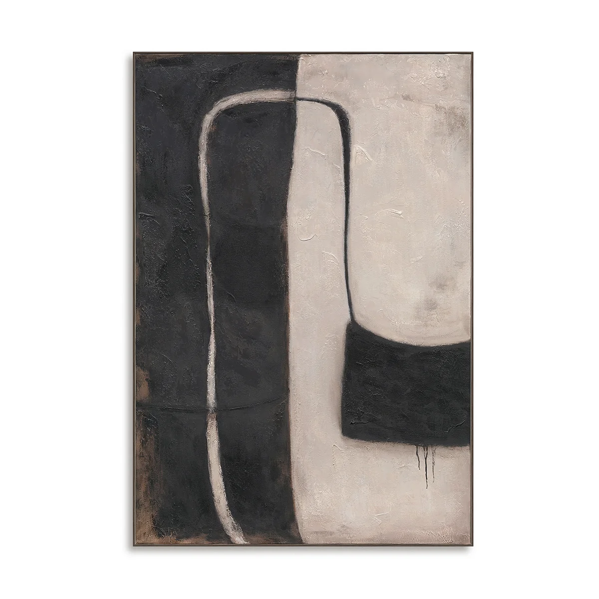 Art mural abstrait en toile monochrome Balance - Cadre noir — Décoration murale