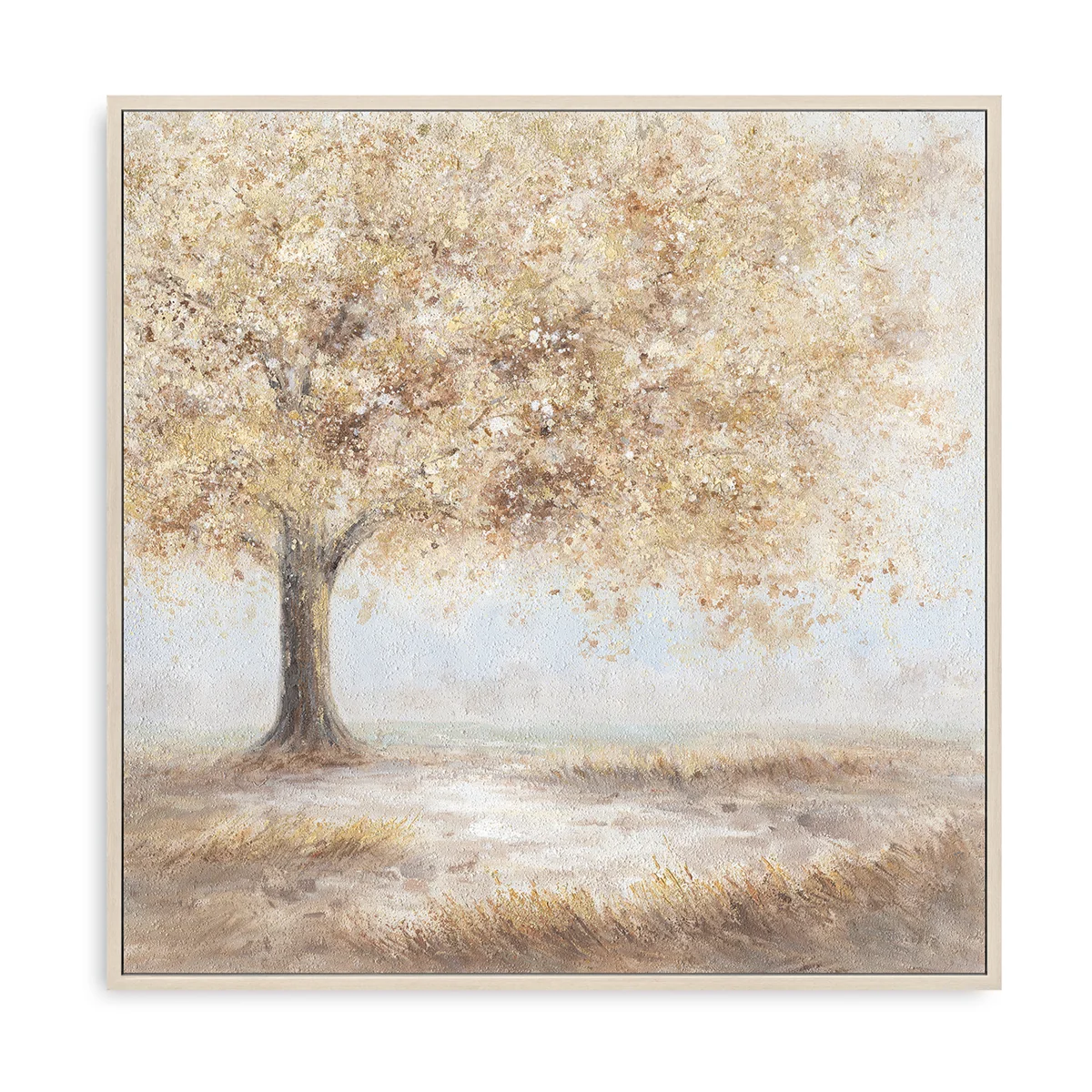Hand-Painted Wall Art Golden Tree of Life - Black Frame / 24''x 24''/ 61x 61 CM — Wall Decor