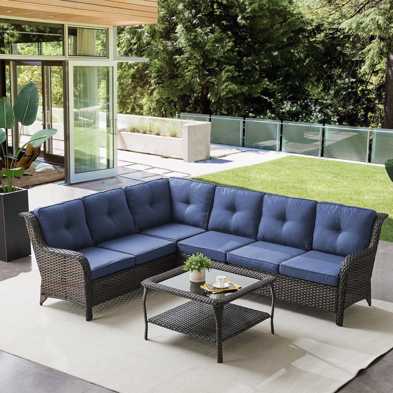 Ensemble de meubles de patio en osier Belord 3 pièces avec balançoires — Mobilier de patio et d'extérieur