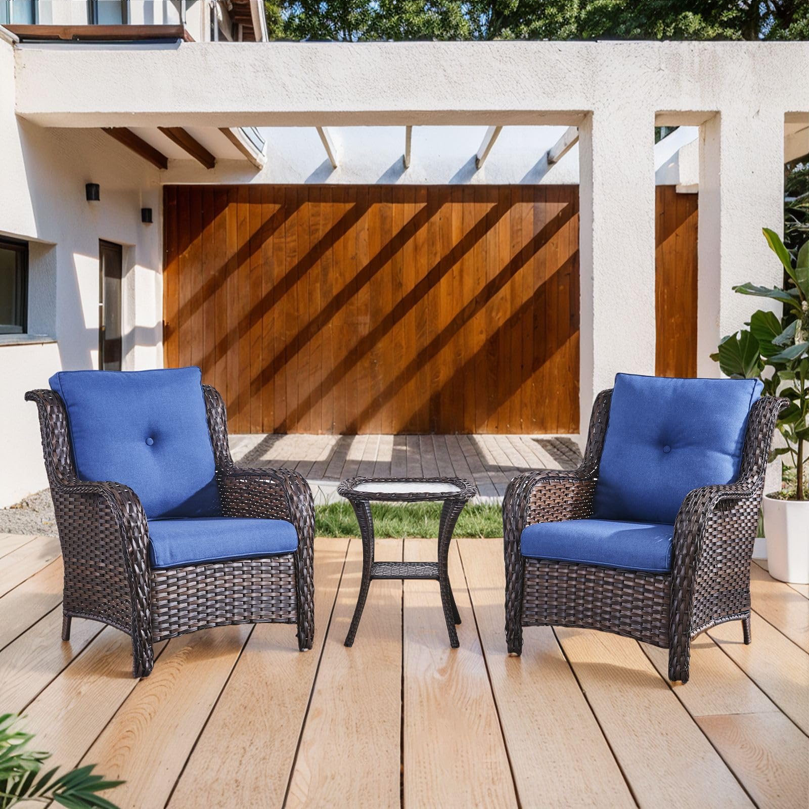 Ensemble de meubles d'extérieur 3 pièces avec chaises et table d'appoint - Série NTC — Mobilier de patio et d'extérieur