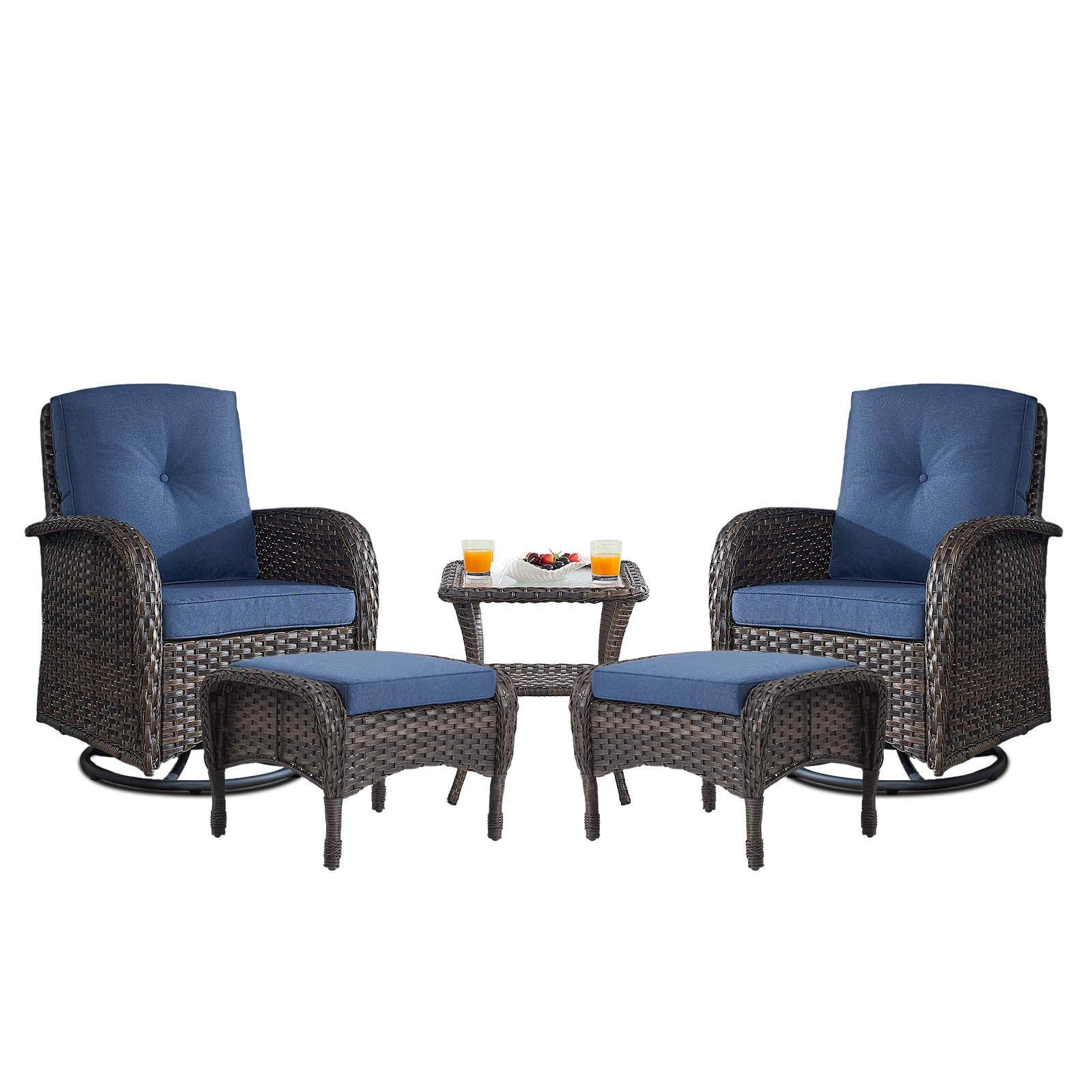 Ensemble de chaises pivotantes Belord avec table d'appoint et ottoman
