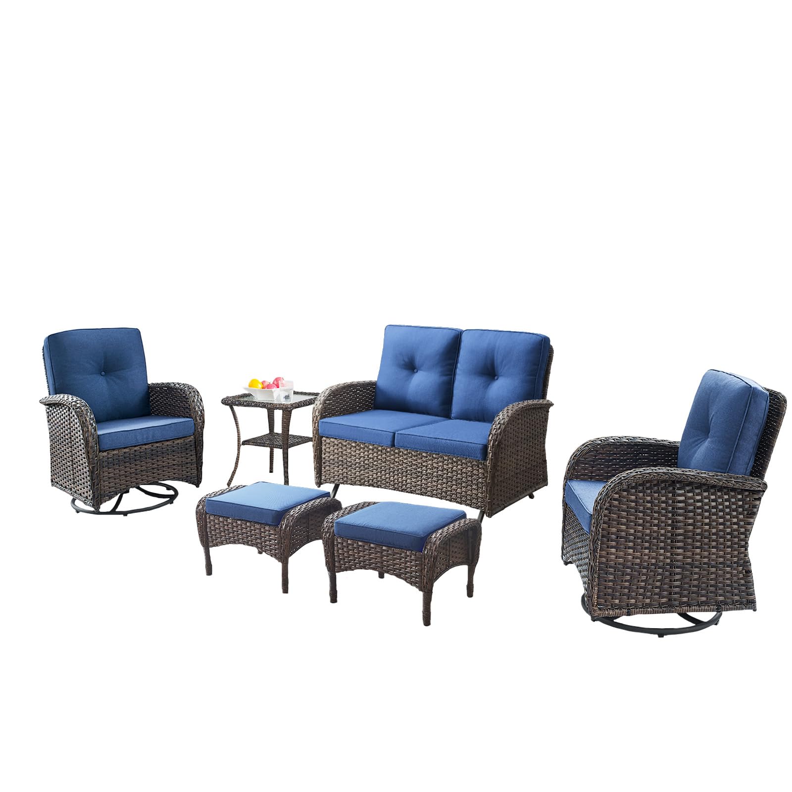 Ensemble de conversation de patio Belord 6 pièces avec chaises et table — Mobilier de patio et d'extérieur