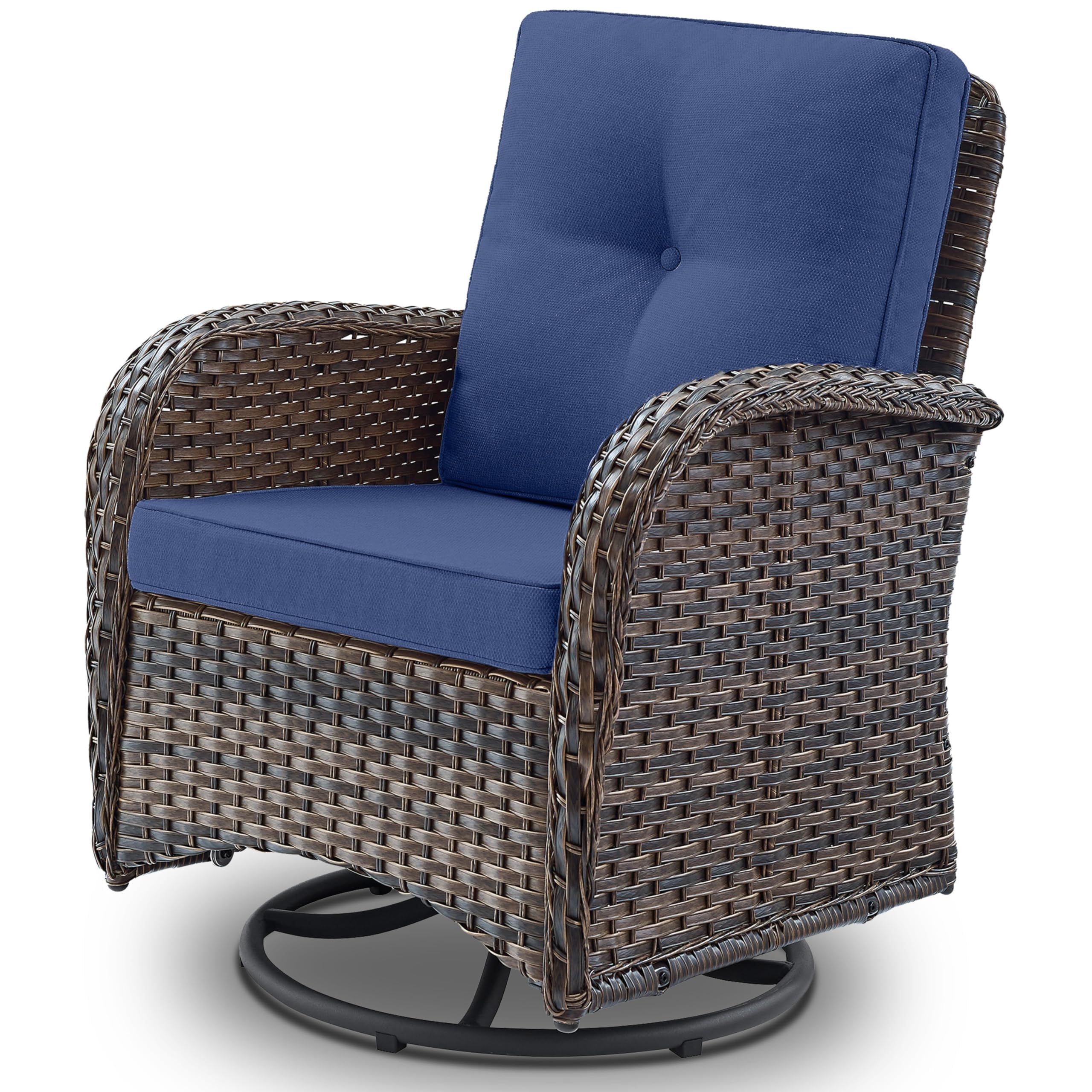 Chaise à bascule en osier Belord pour patio avec coussins — Mobilier de patio et d'extérieur