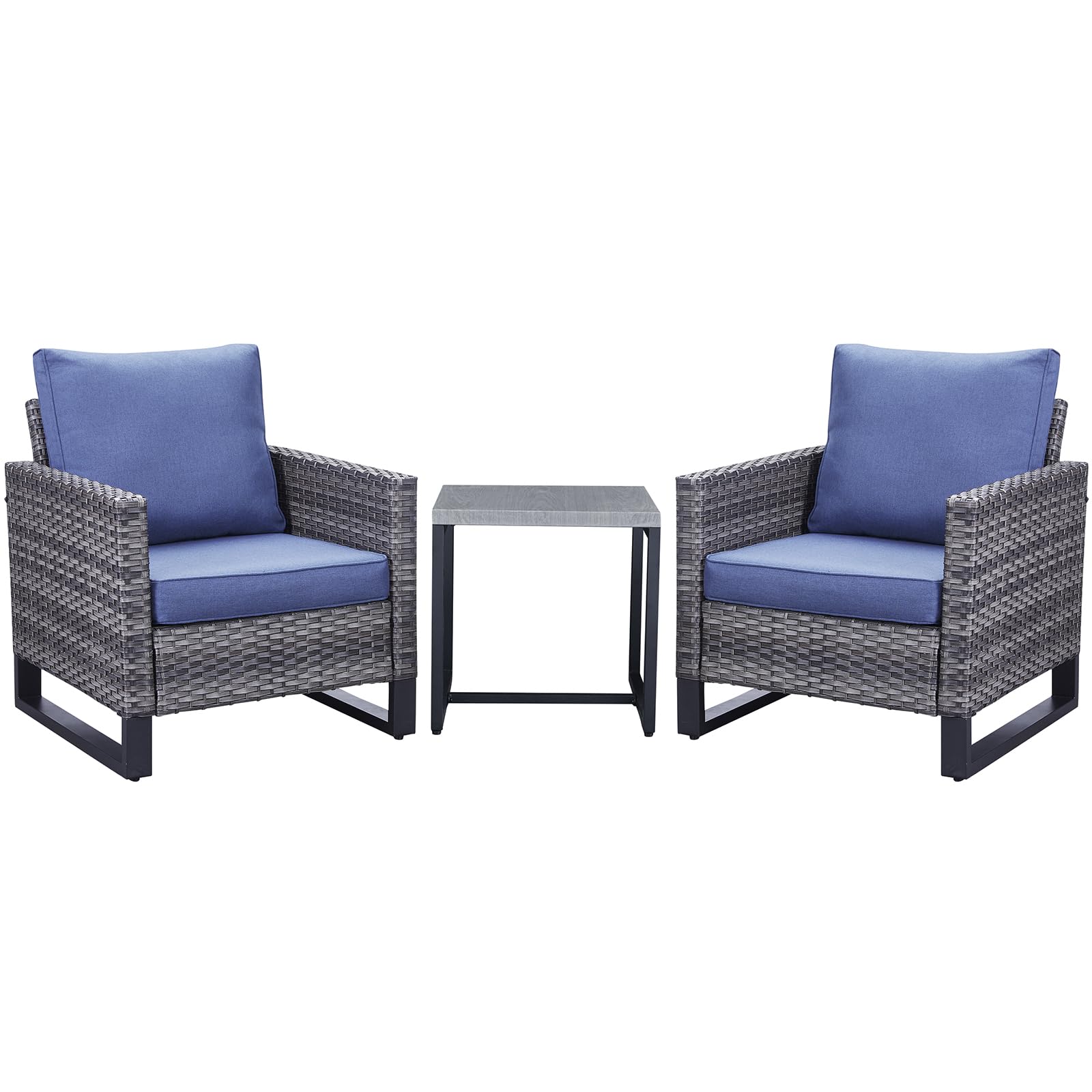 Ensemble de Chaises de Patio en Osier 3 Pièces Belord GRS avec Table d'Appoint — Mobilier de patio et d'extérieur