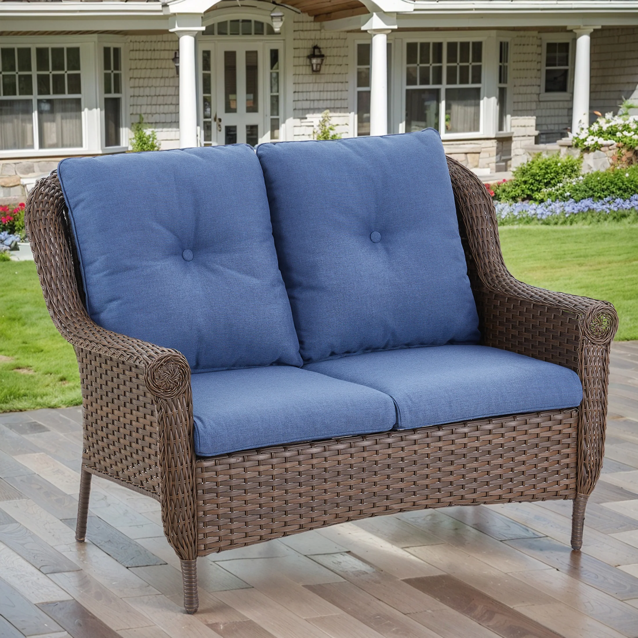 Canapé d'extérieur en osier Belord FL Series avec dossier haut — Mobilier de patio et d'extérieur