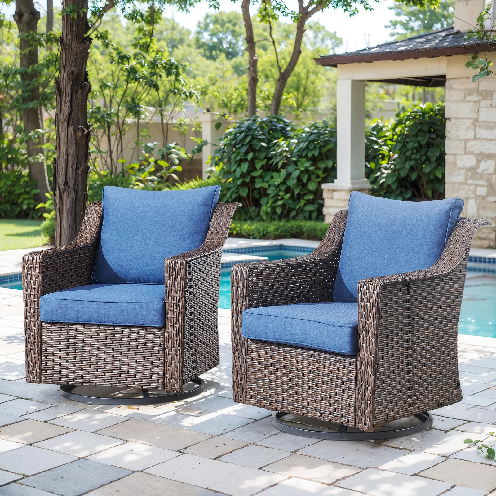 Ensemble de Chaises Pivotantes Glissantes Extérieur 2 Pièces - Série DAR — Mobilier de patio et d'extérieur