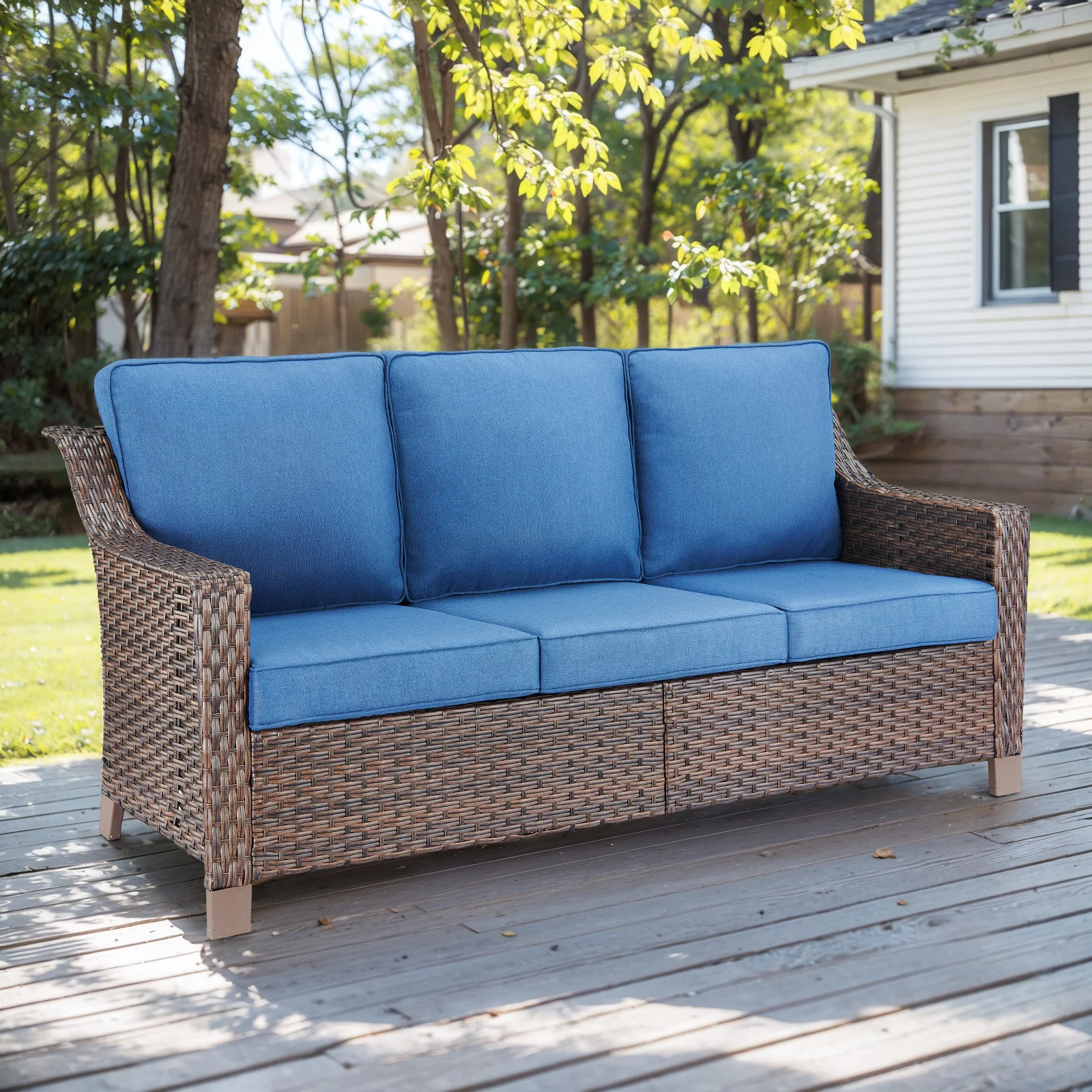 Sofa de patio extérieur 3 places de la série DAR avec coussins épais — Mobilier de patio et d'extérieur