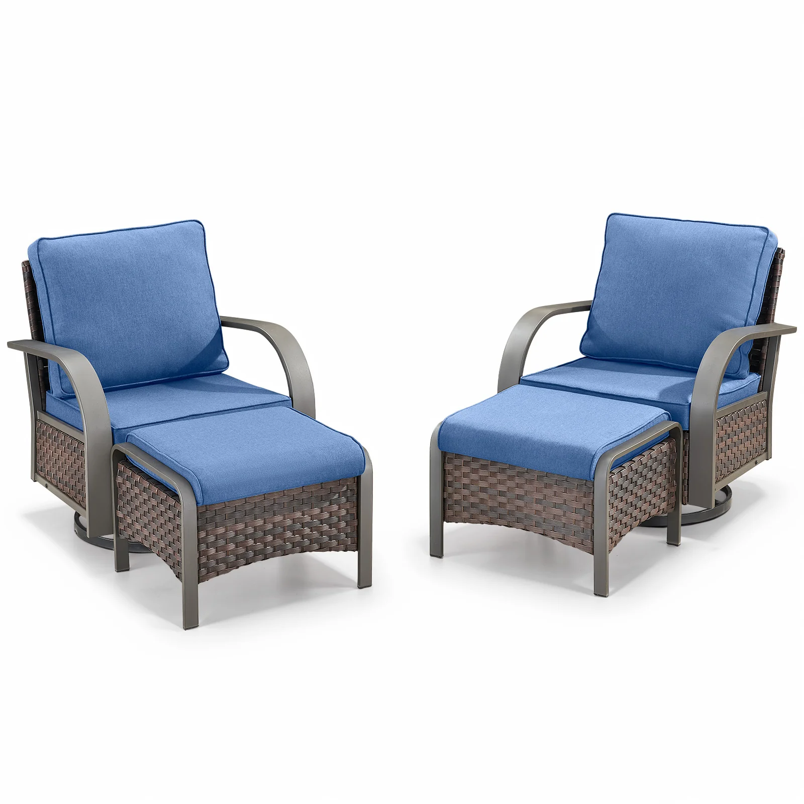 Ensemble de conversation de patio Belord 4 pièces avec chaises pivotantes — Mobilier de patio et d'extérieur