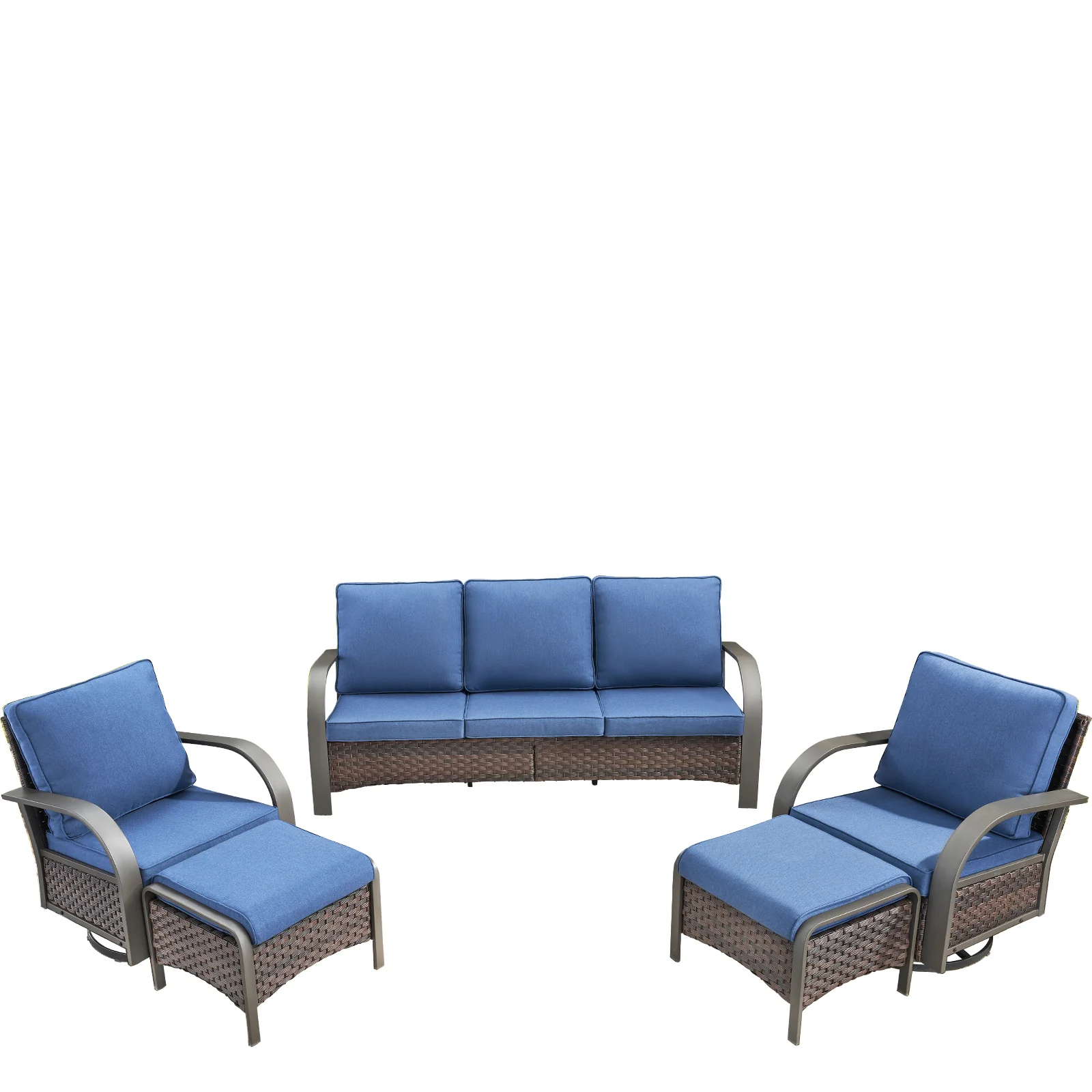 Ensemble de conversation de patio 5 pièces avec chaises à bascule — Mobilier de patio et d'extérieur