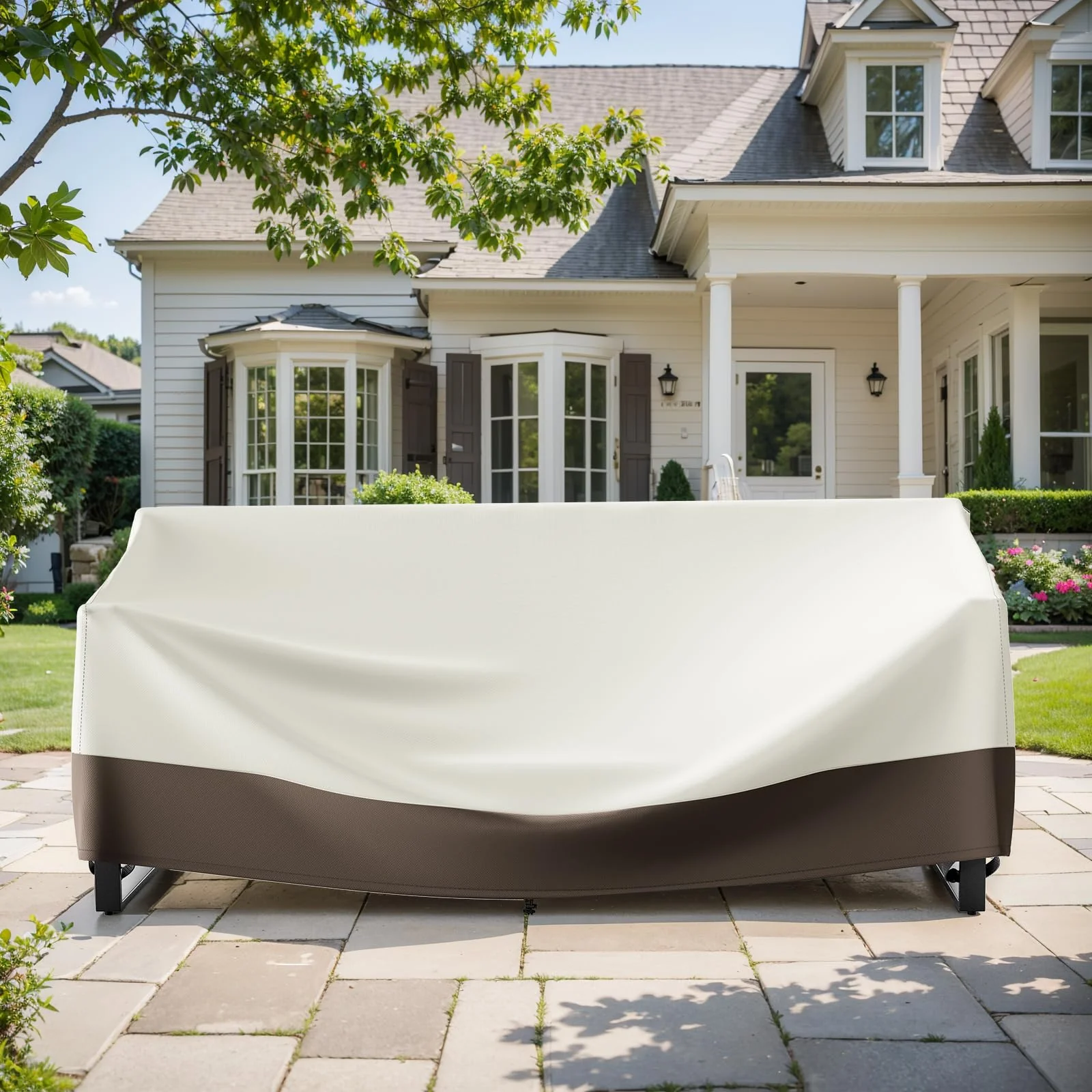 Housse de canapé de patio imperméable de 83" avec sangles à fermeture clic