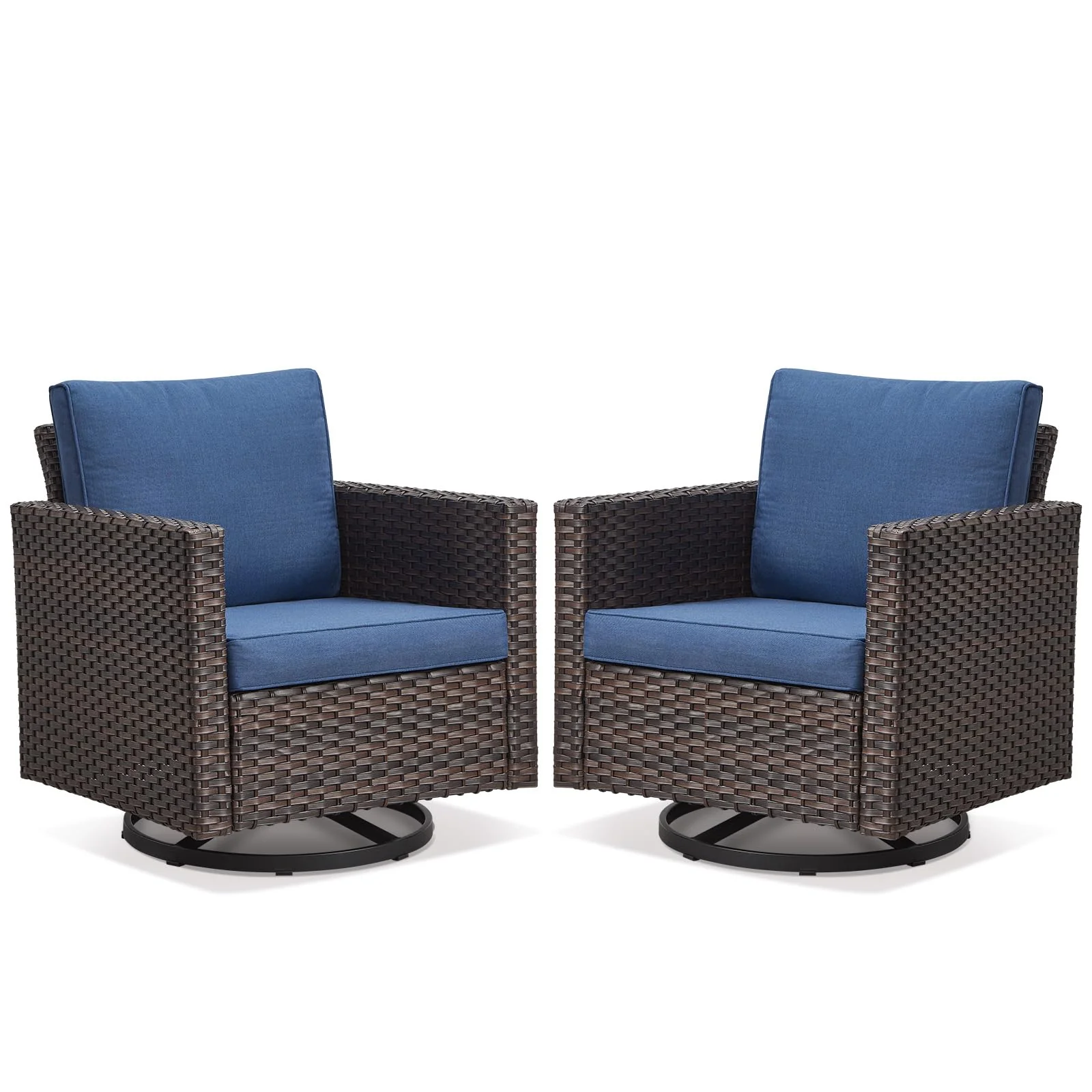 Ensemble de 2 Chaises Glissantes en Rotin Oversized Belord GRS — Mobilier de patio et d'extérieur