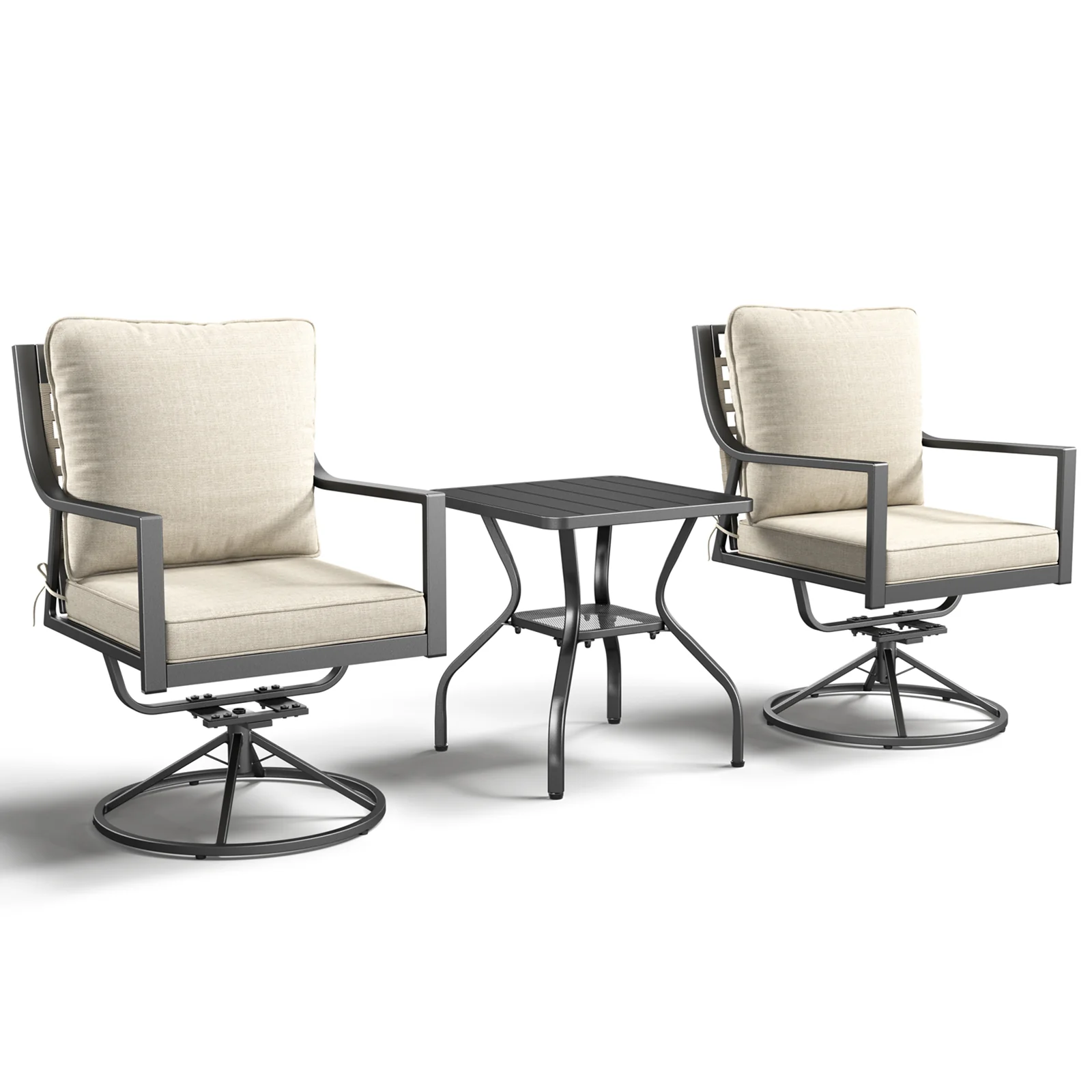 Ensemble de meubles de patio Belord 3 pièces avec chaises pivotantes et table — Mobilier de patio et d'extérieur