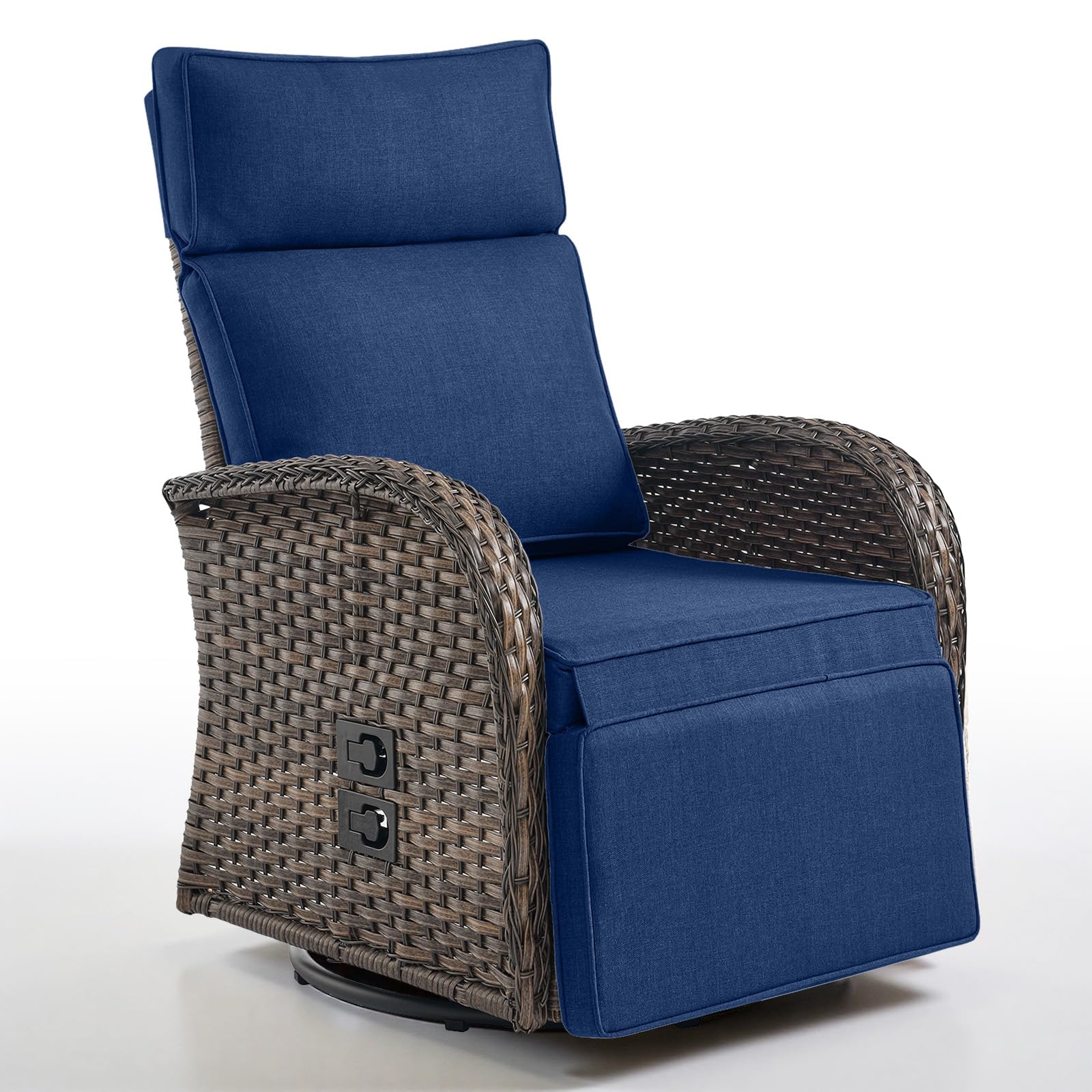 Chaise Longue Pivotante Réglable Belord - Brun/Bleu — Mobilier de patio et d'extérieur