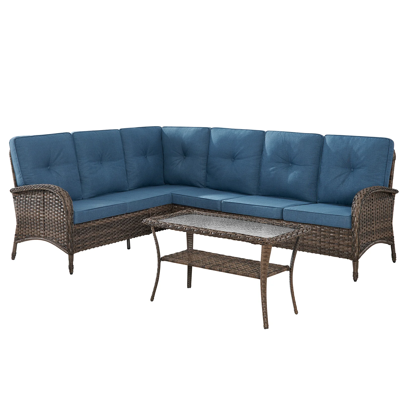 Ensemble de Canapés Sectionnels 7 Pièces avec Table Basse Belord — Mobilier de patio et d'extérieur
