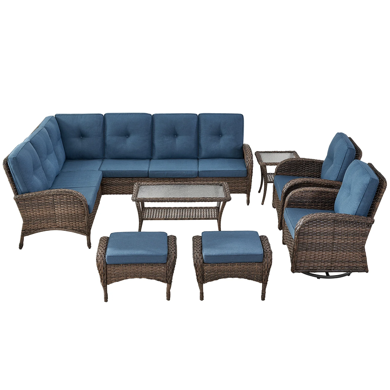 Ensemble de salon extérieur NDS Series de 12 pièces avec table basse — Mobilier de patio et d'extérieur