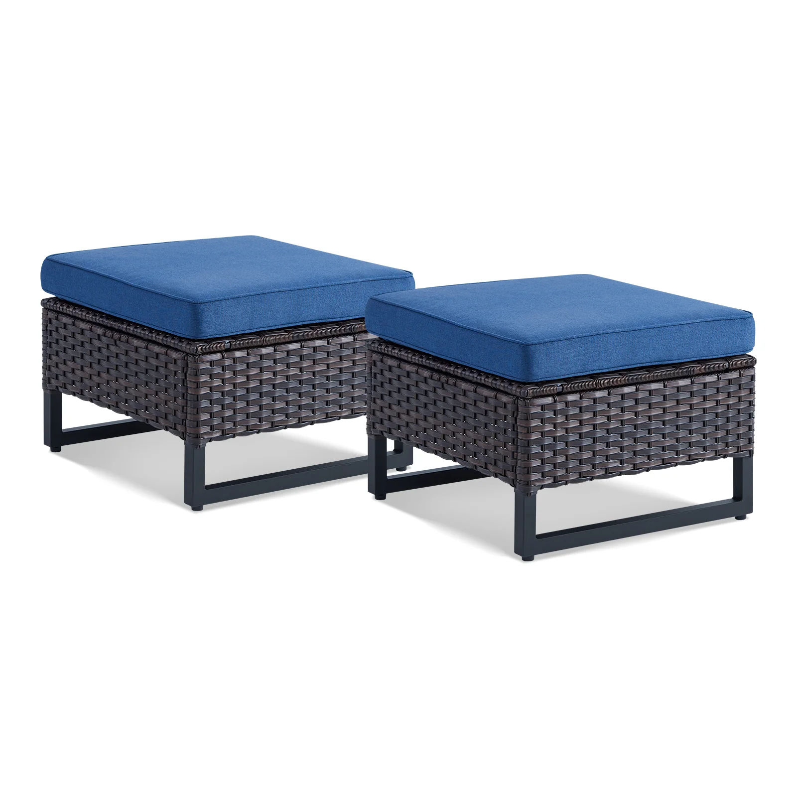 Ensemble d'Ottomans en Osier d'Extérieur Belord GRS en 2 Pièces — Mobilier de patio et d'extérieur