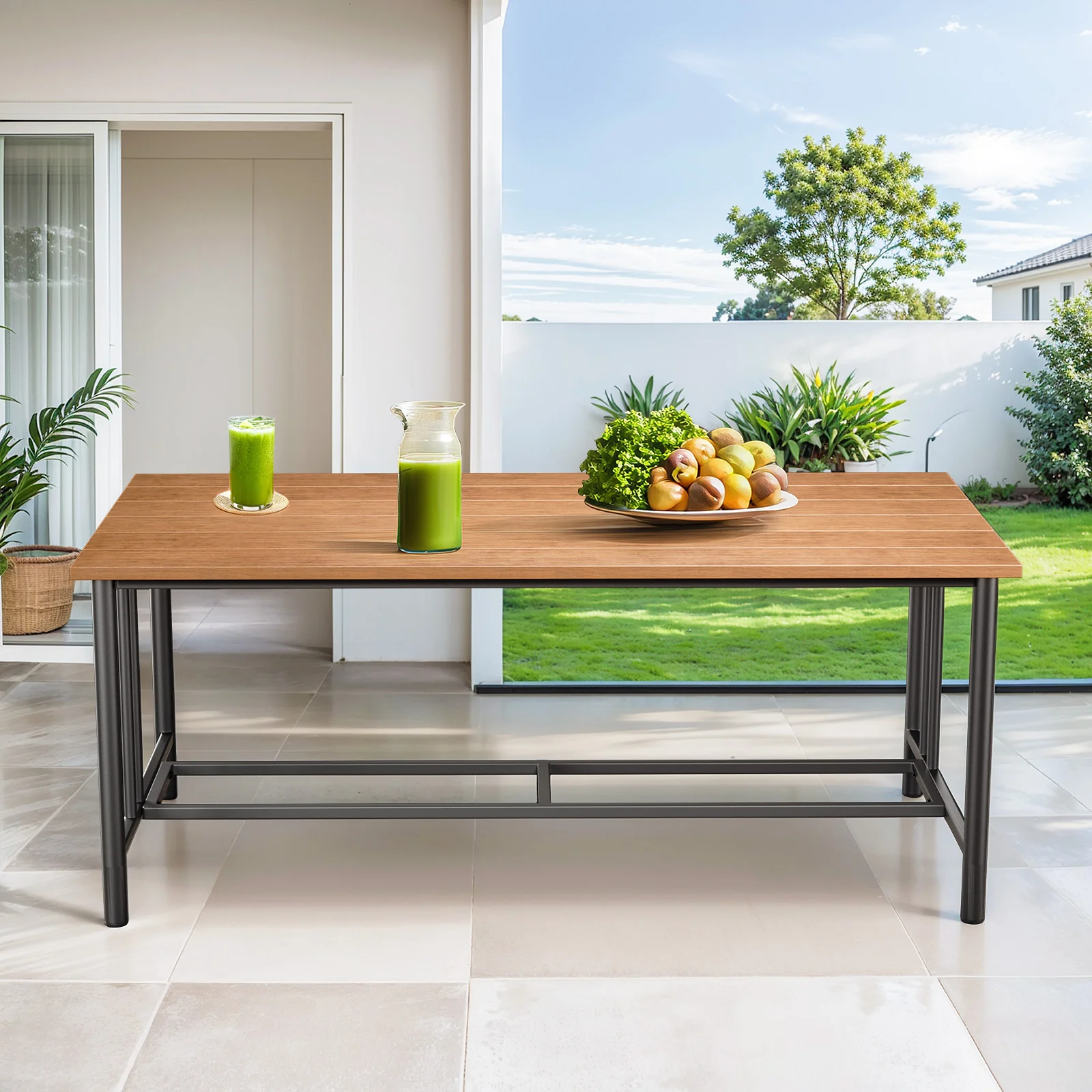 Outdoor Coffee Table – Polywood Slat, Drainage Gaps, 66LB, Bingli Series - Black — Patio & Outdoor Furniture