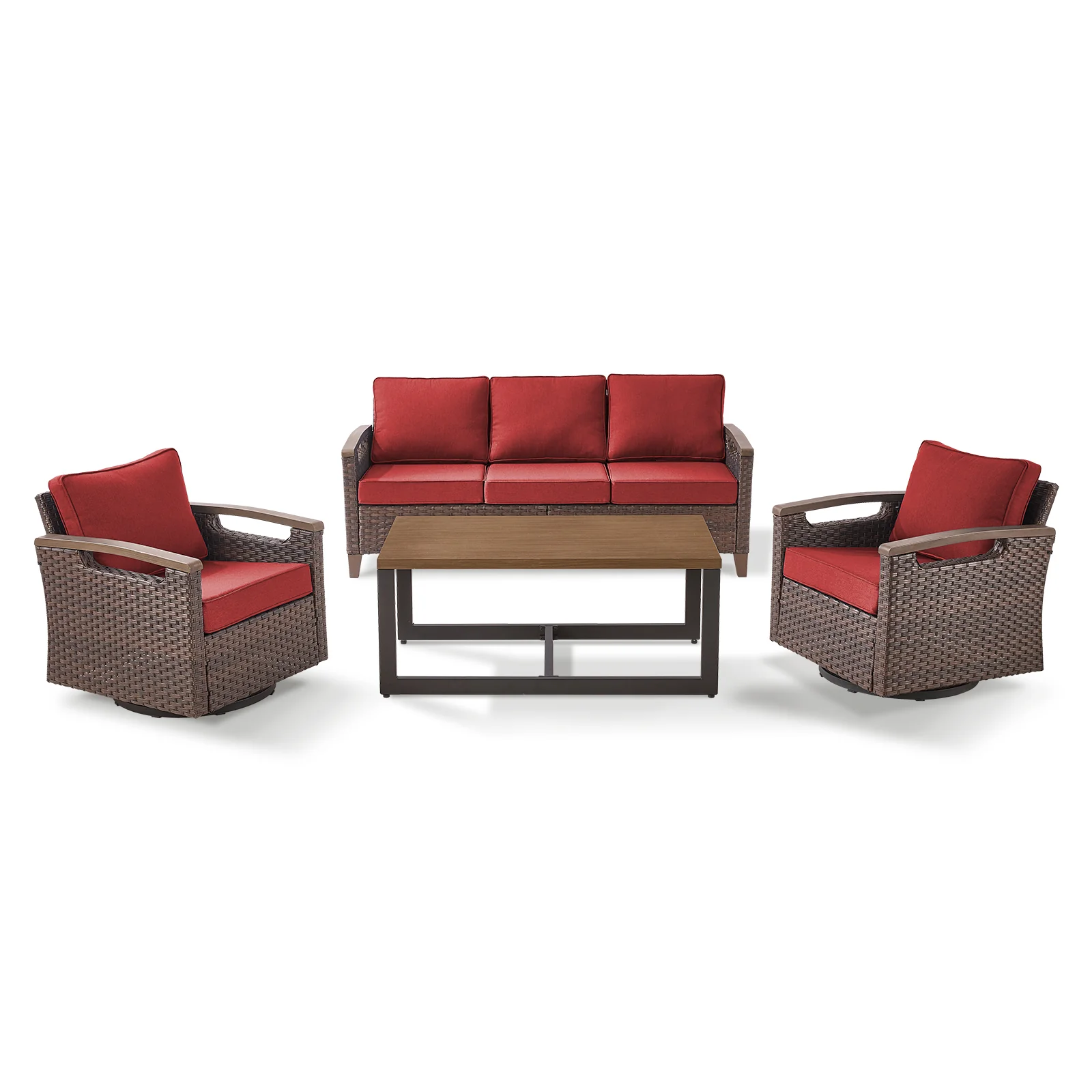 Ensemble de Salon de Patio 4 Pièces BBR avec Chaises Pivotantes et Table — Mobilier de patio et d'extérieur