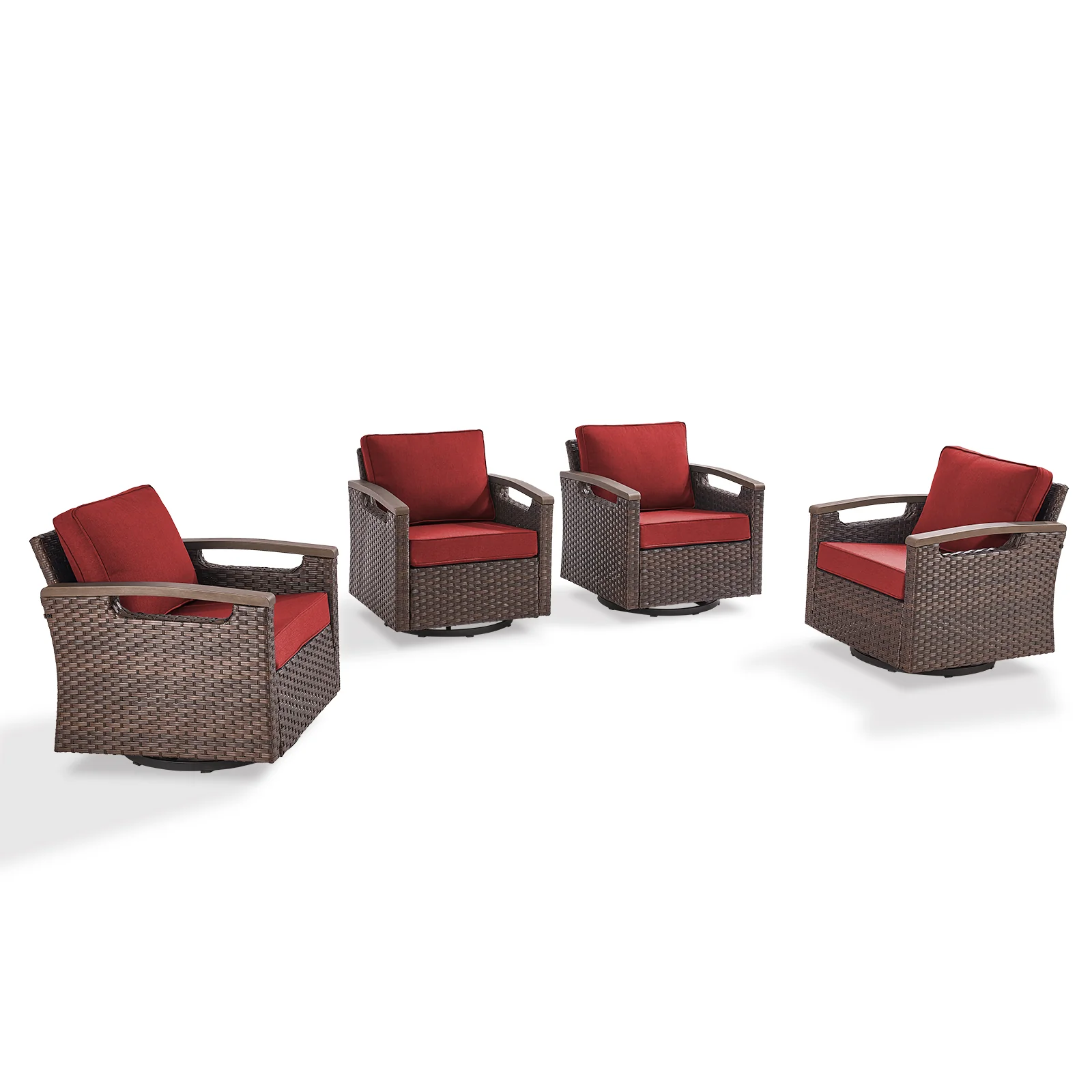 Ensemble de 4 Chaises Berçantes Pivotantes BBR avec Coussins — Mobilier de patio et d'extérieur