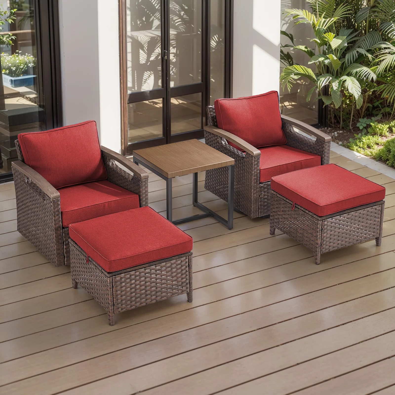 Ensemble de Conversation de Patio Belord BBR en 5 Pièces avec Chaises Pivotantes — Mobilier de patio et d'extérieur
