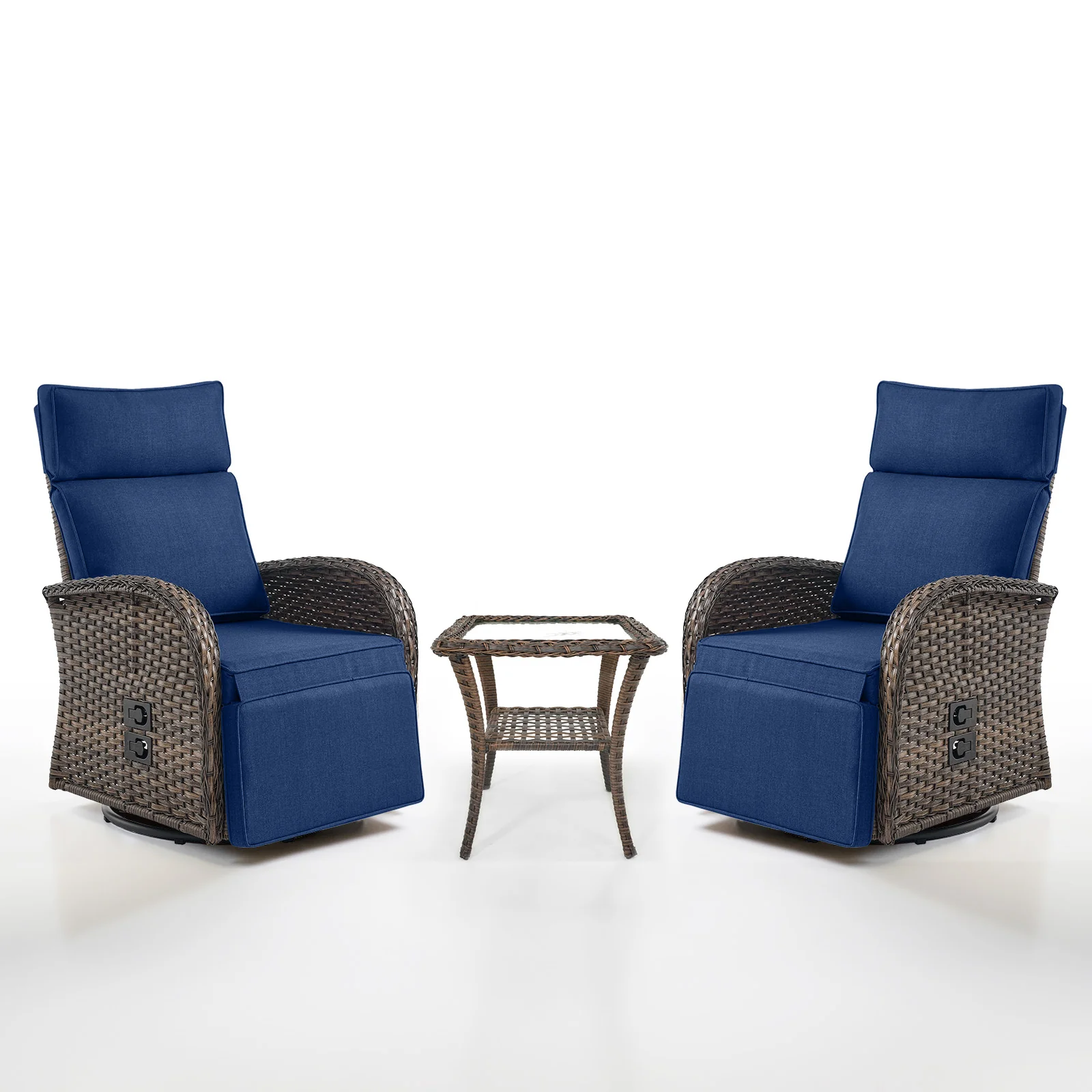 Ensemble de Chaises Longues Pivotantes Belord 3 Pièces avec Table d'Appoint — Mobilier de patio et d'extérieur