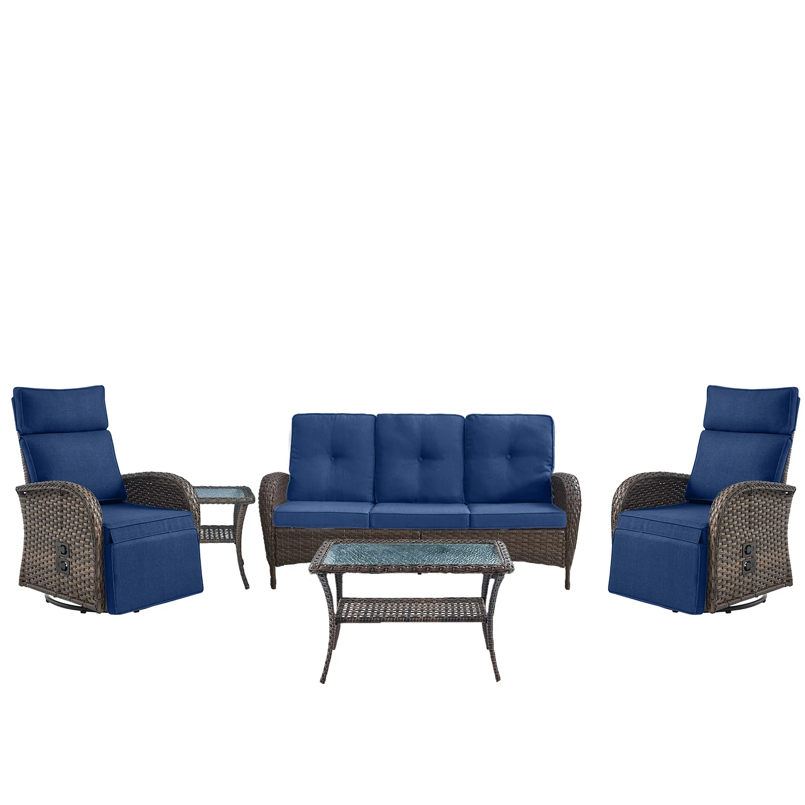 Ensemble de conversation extérieur Belord 5 pièces avec chaises inclinables — Mobilier de patio et d'extérieur