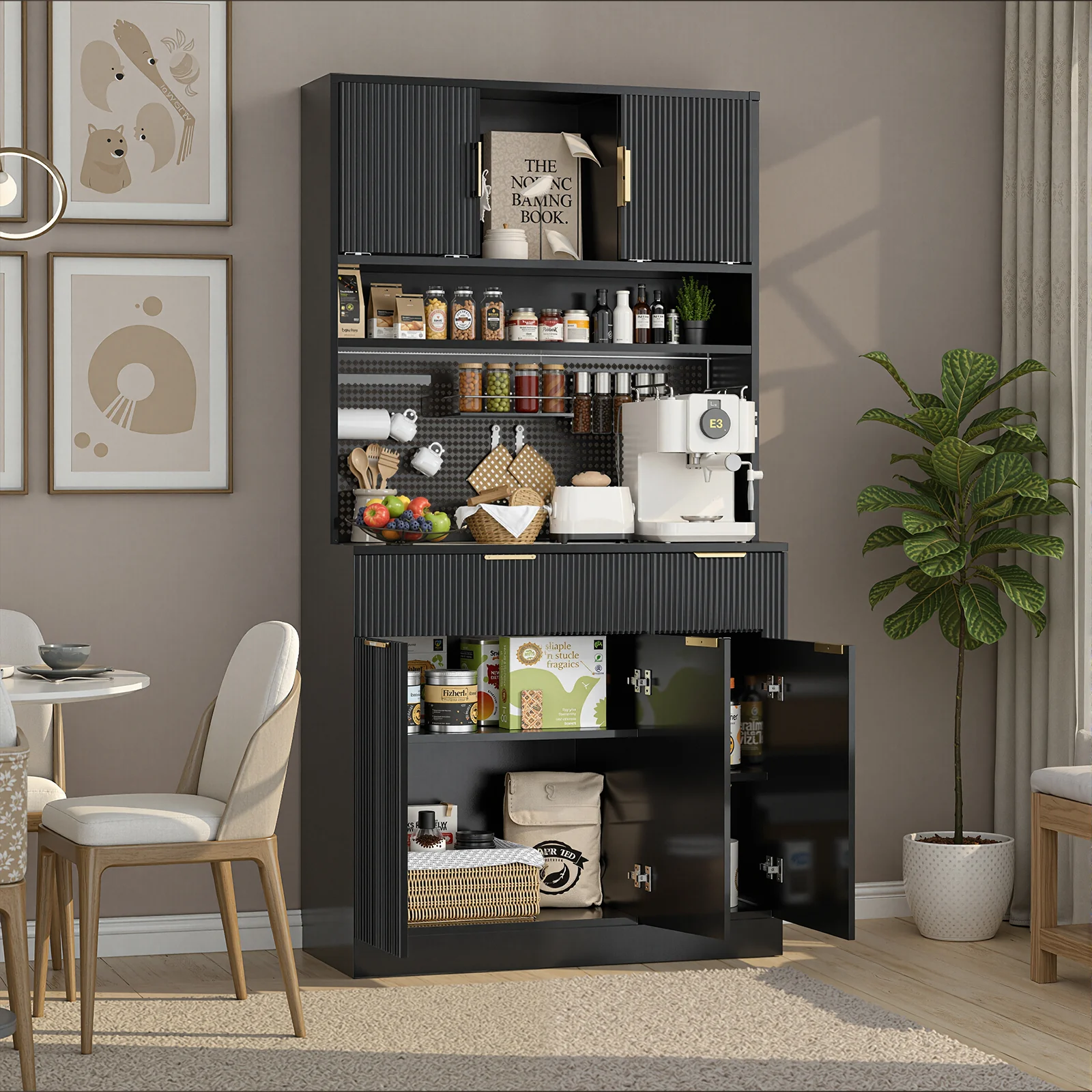 Cabinet de cuisine indépendant Belord de 71" avec prises de courant — Matelas