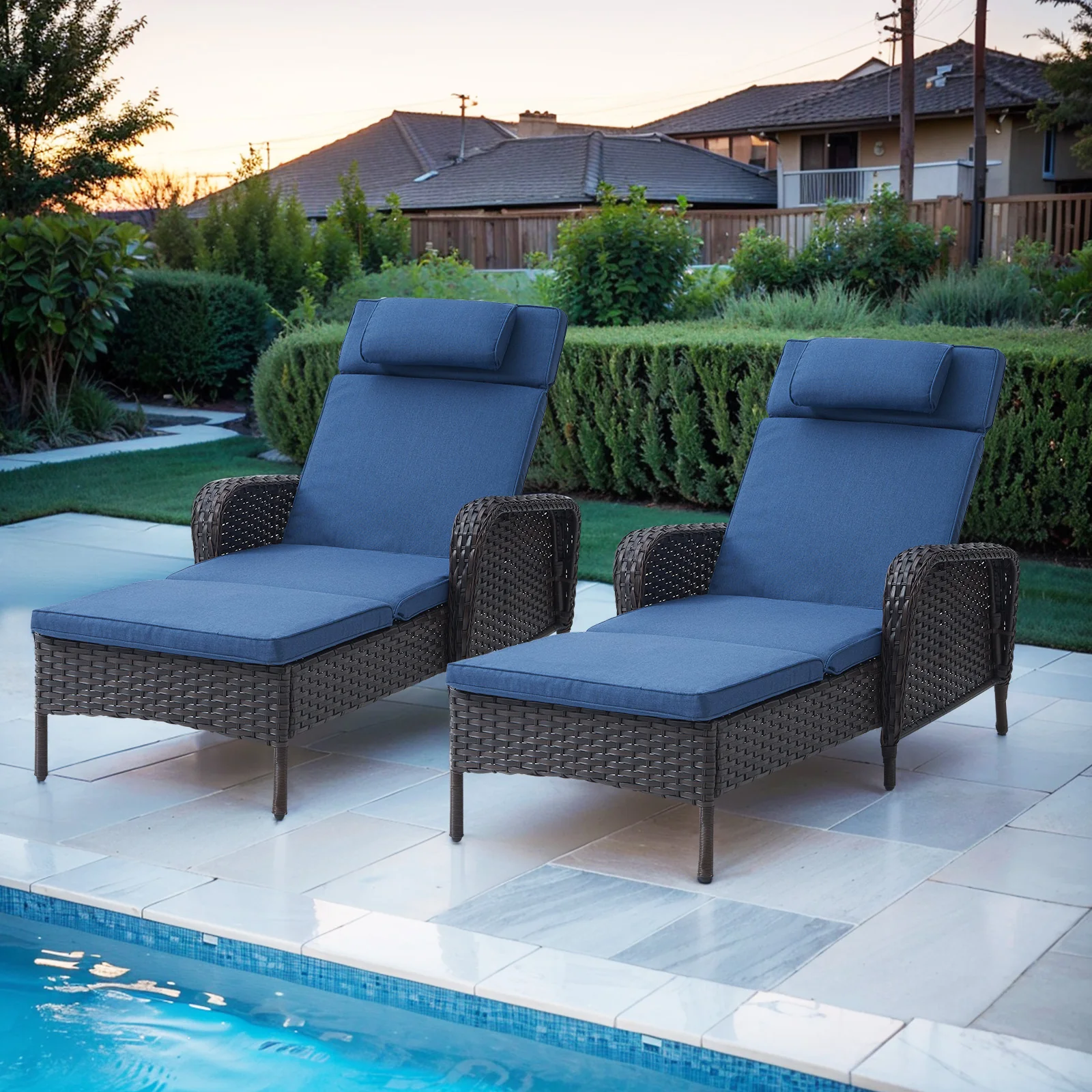 Chaise Longue Ajustable en Wicker d'Extérieur - Série NTC
