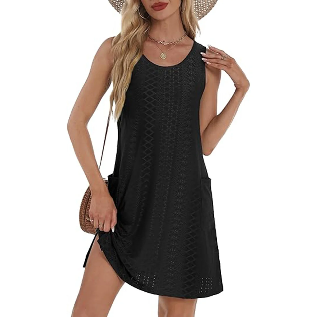 Robe d'été Coverup pour femmes 2025 à œillets décontractée et sans manches — Robes pour femmes
