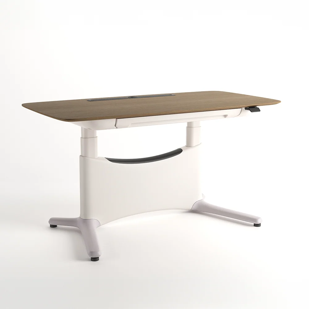 Bureau électrique tout-en-un à hauteur réglable Colamy LumiDesk - 55,1"x 28,0" / Noyer-Blanc / Placage