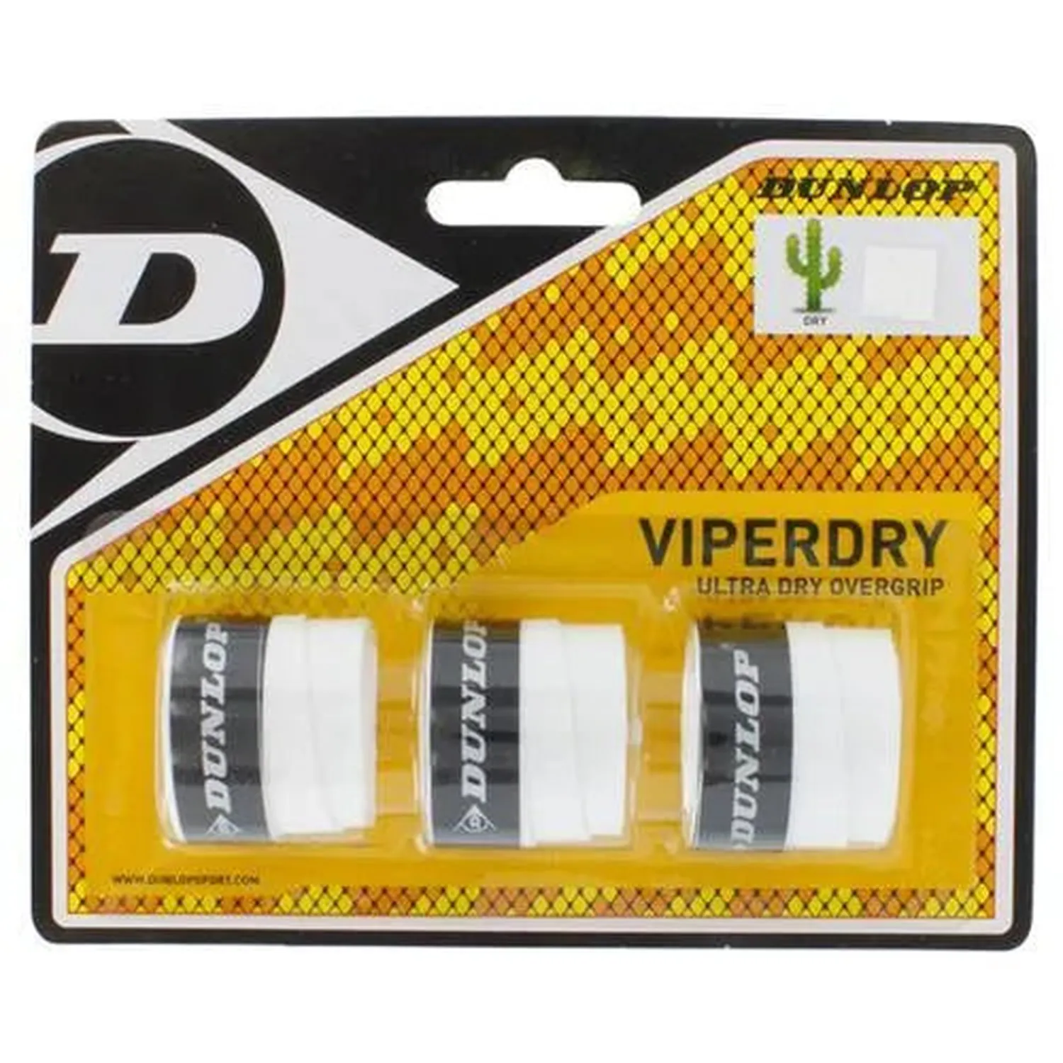 Dunlop Viperdry Blanc 3 Paquet Ultra Dry Tennis Overgrip