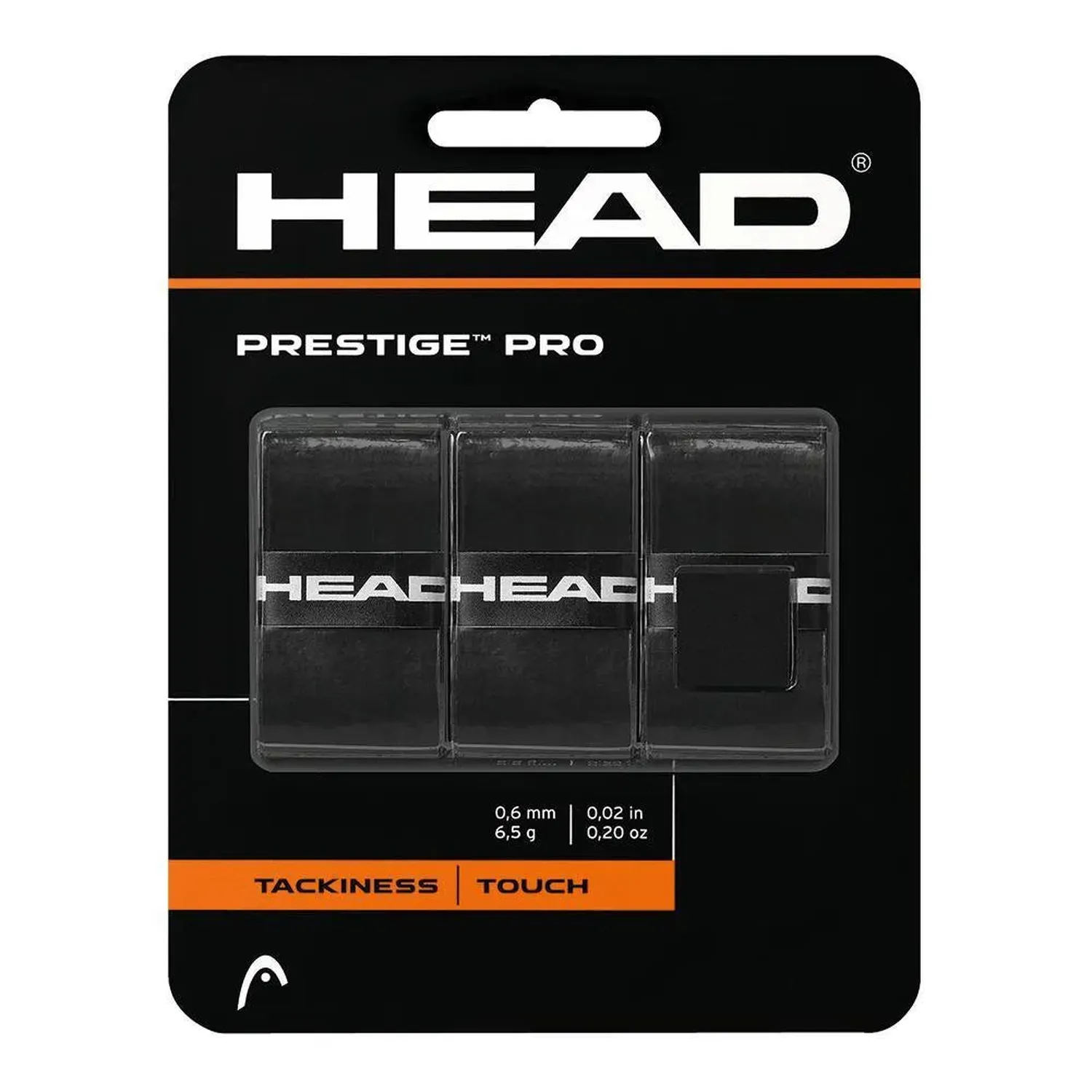 Head Prestige Pro Overgrips - Black, 3 Pack — Tennis Racket