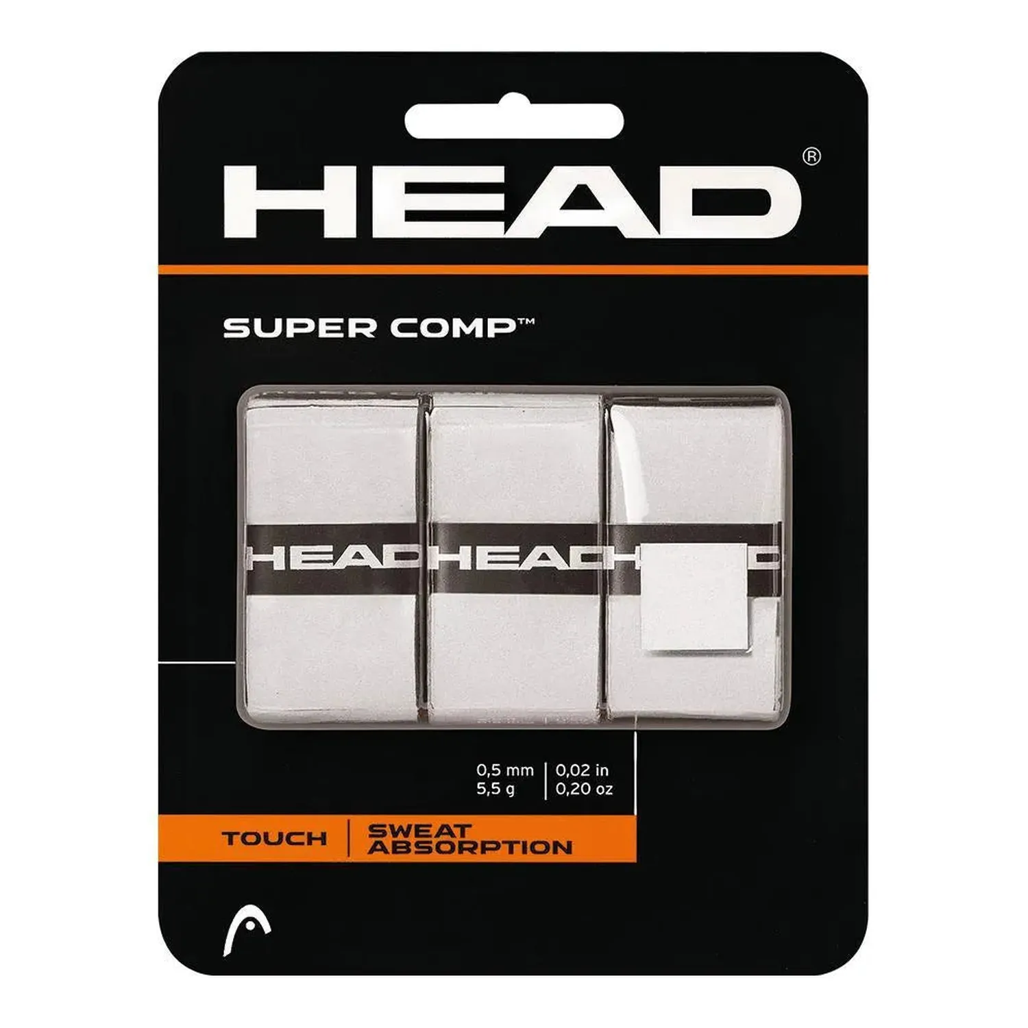 Head Super Comp Overgrip - White - 3 Pack — Tennis Racket