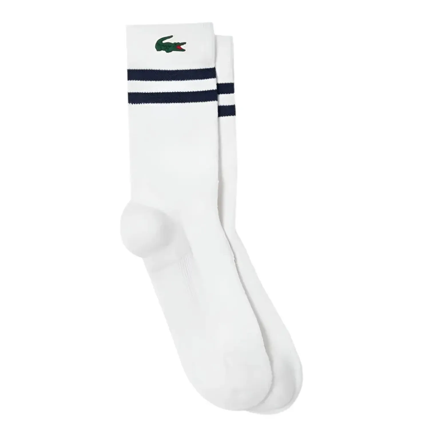 Chaussettes de Performance en Piqué Tricotées Lacoste pour Hommes Blanc et Marine — Chaussettes de sport