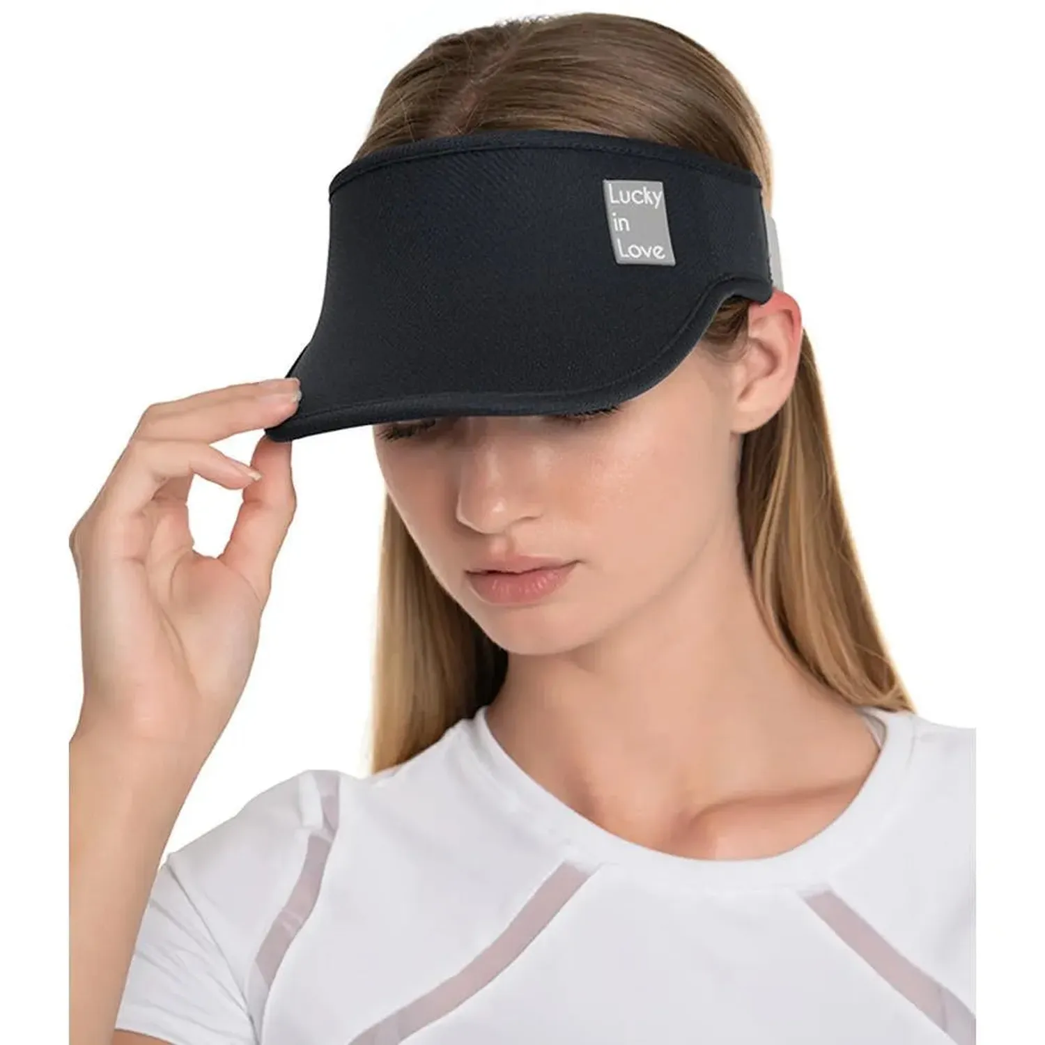 Visière de Tennis Élastique avec Logo Lucky In Love - Noir