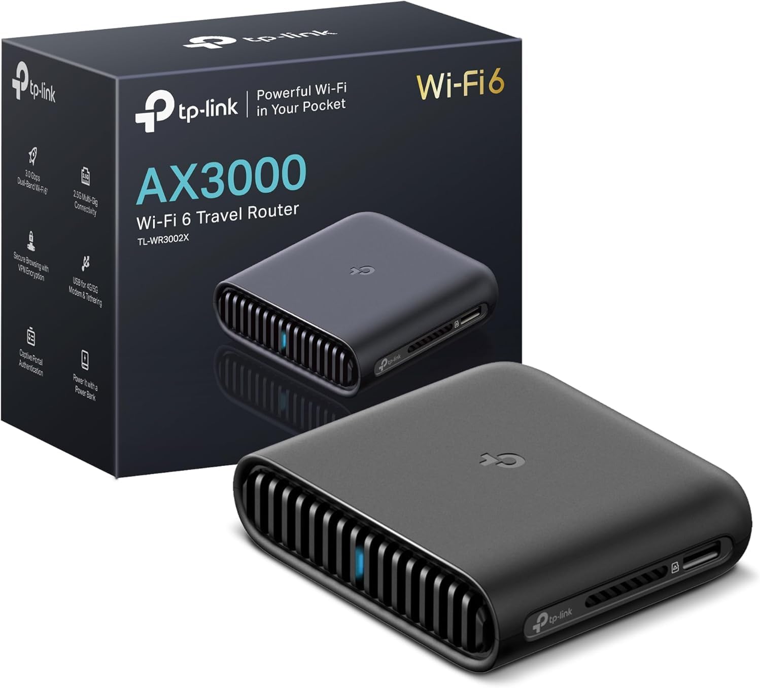 TP-Link Dual-Band WiFi 6 AX3000 Travel Router TL-WR3002X — Wifi Router