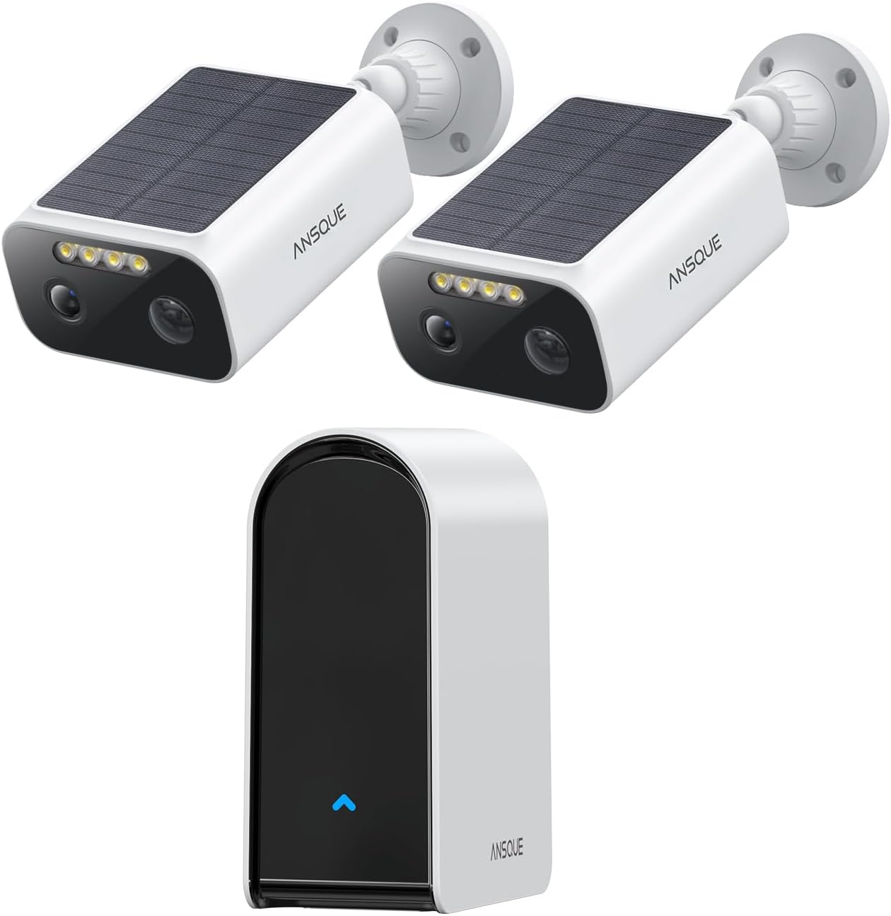 Caméra de surveillance ANSQUE 2K, solaire et batterie 365 jours — Caméra de sécurité